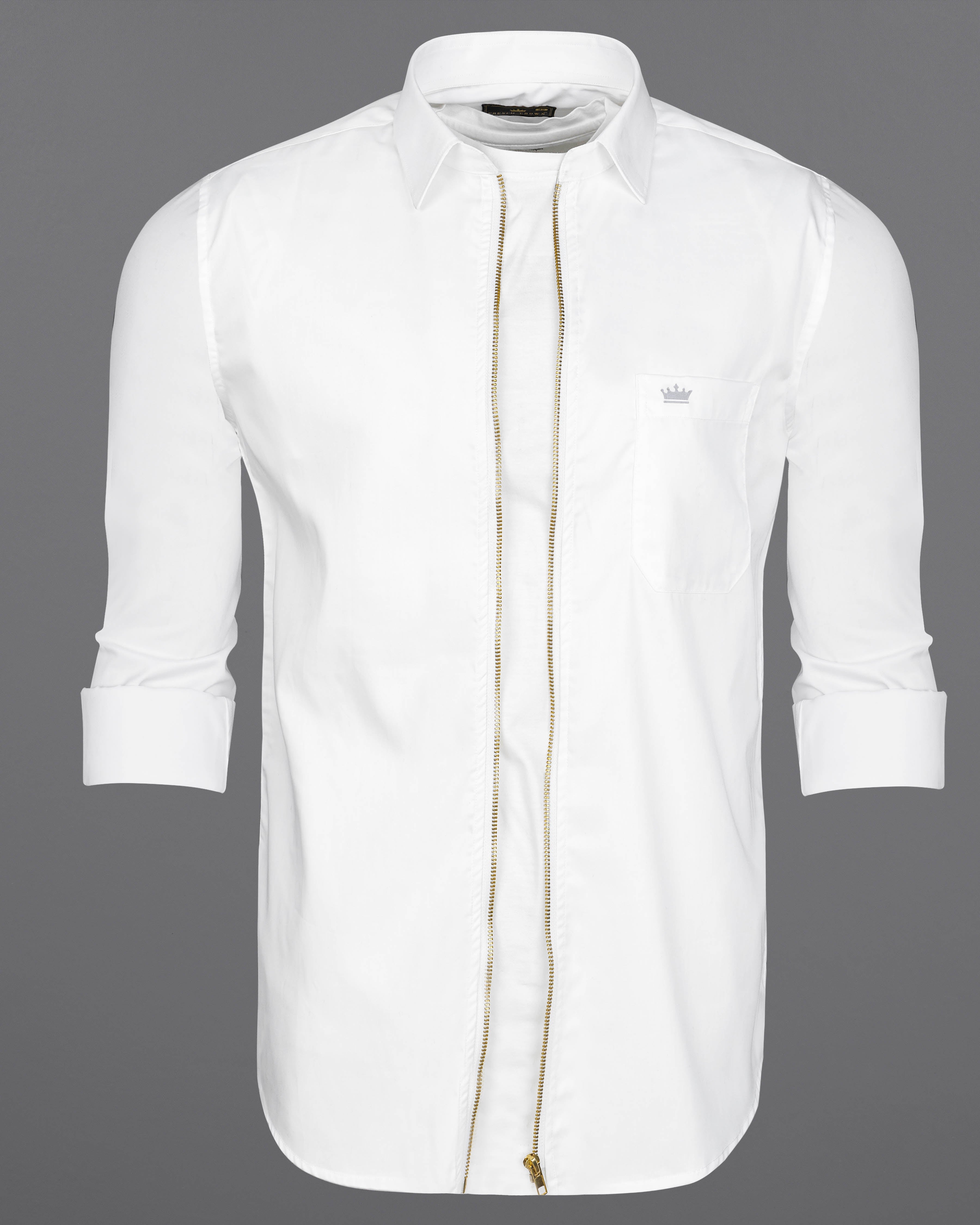 Bright White Twill Premium Cotton Designer Shirt with Zipper Closure 8577-P75-38, 8577-P75-H-38, 8577-P75-39, 8577-P75-H-39, 8577-P75-40, 8577-P75-H-40, 8577-P75-42, 8577-P75-H-42, 8577-P75-44, 8577-P75-H-44, 8577-P75-46, 8577-P75-H-46, 8577-P75-48, 8577-P75-H-48, 8577-P75-50, 8577-P75-H-50, 8577-P75-52, 8577-P75-H-52