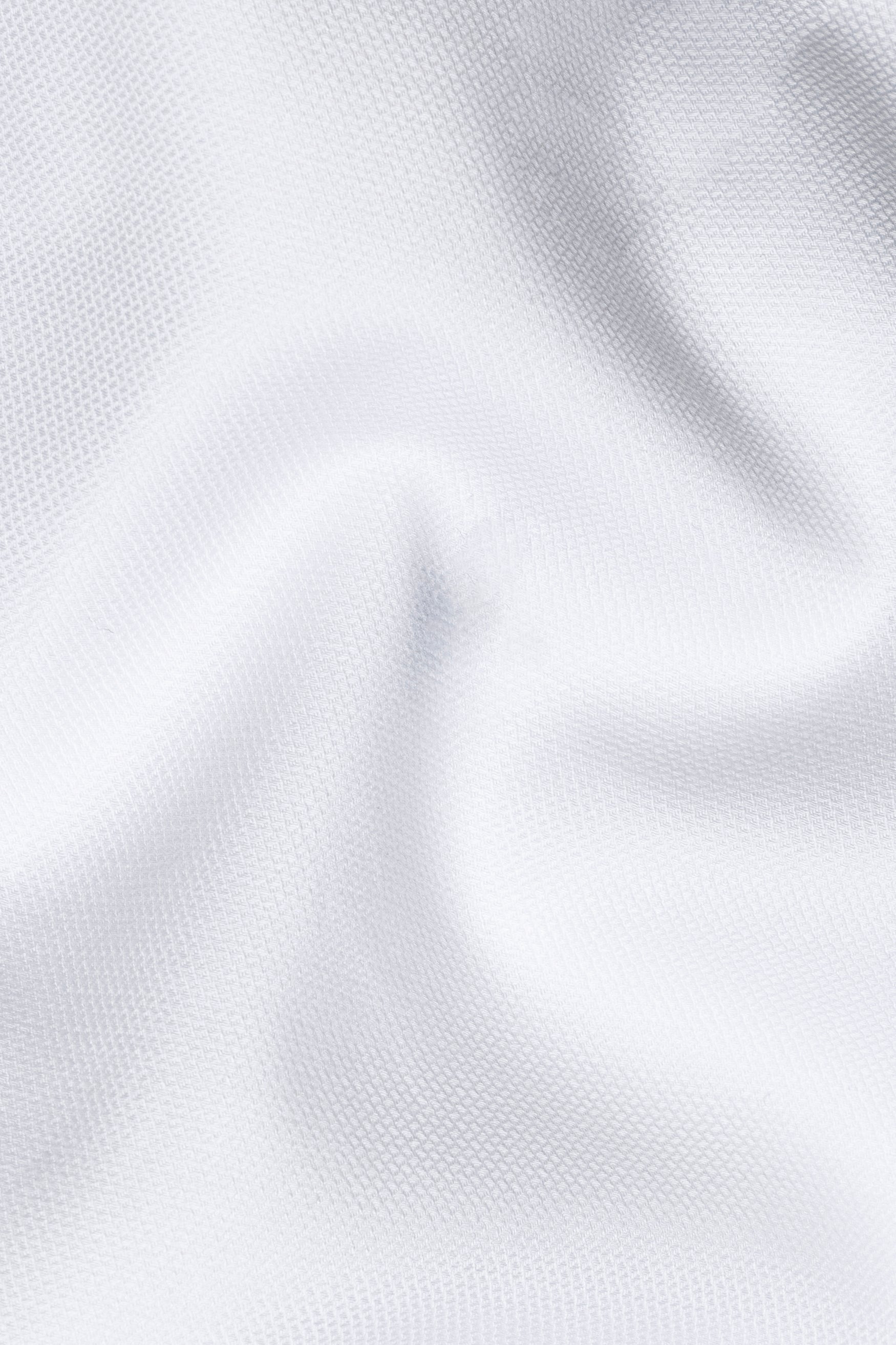 Bright White Dobby Textured Premium Giza Cotton Shirt With Zipper Closure