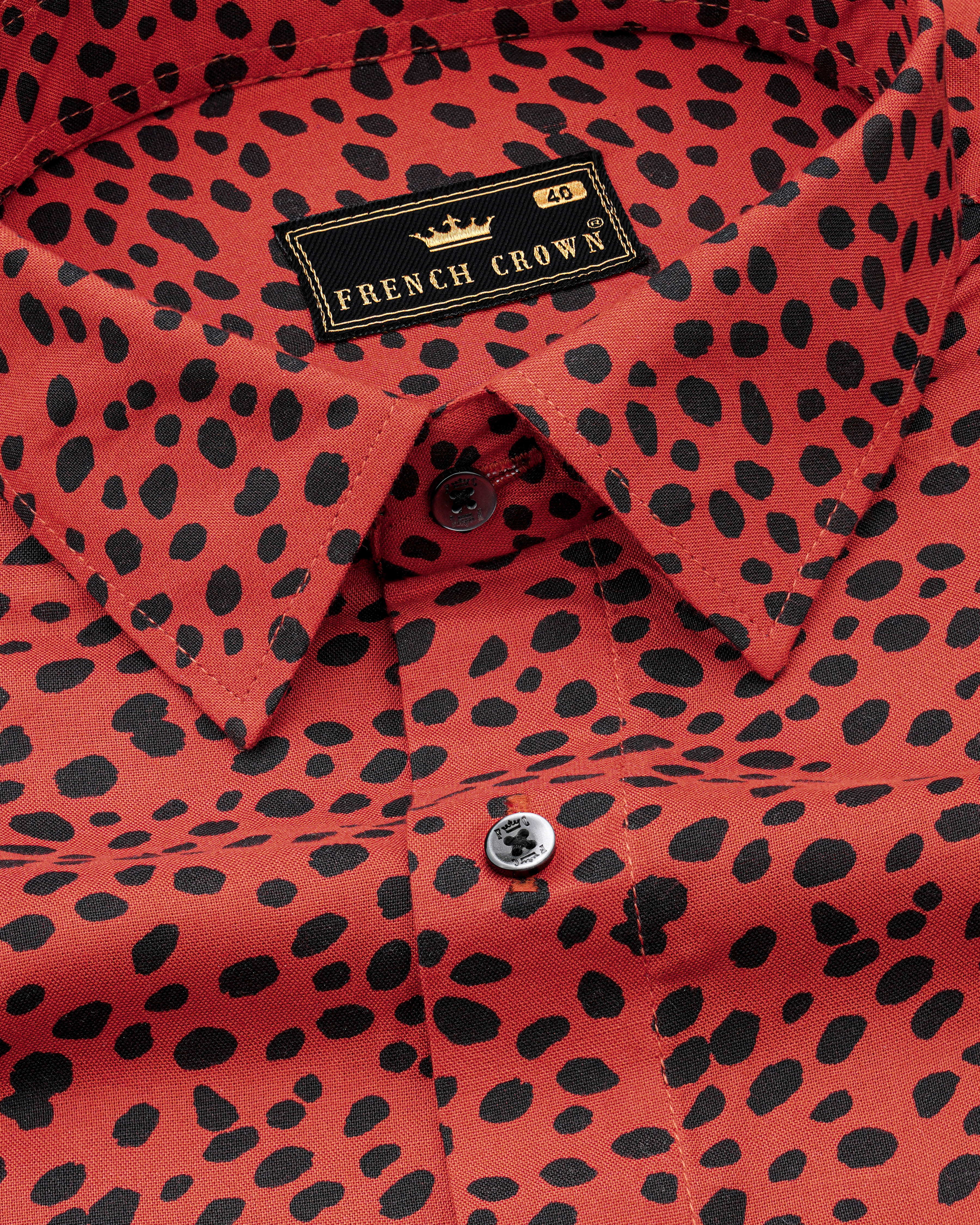 Mahogany Red Leopard Printed Premium Tencel Shirt  8595-BLK-38,8595-BLK-H-38,8595-BLK-39,8595-BLK-H-39,8595-BLK-40,8595-BLK-H-40,8595-BLK-42,8595-BLK-H-42,8595-BLK-44,8595-BLK-H-44,8595-BLK-46,8595-BLK-H-46,8595-BLK-48,8595-BLK-H-48,8595-BLK-50,8595-BLK-H-50,8595-BLK-52,8595-BLK-H-52