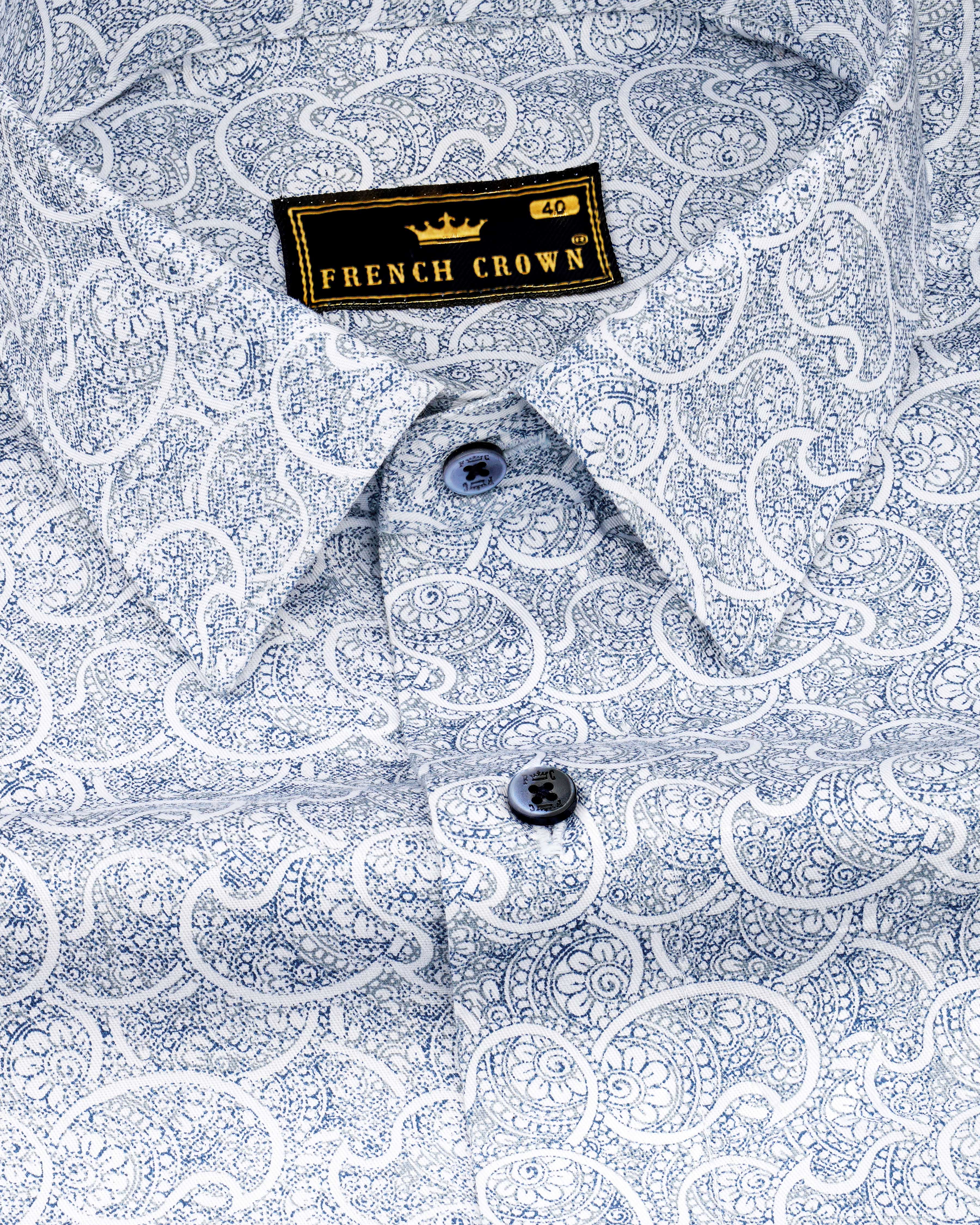 Bright White with CloudBurst Blue Paisley Printed Premium Cotton Shirt  8605-BLE-38,8605-BLE-H-38,8605-BLE-39,8605-BLE-H-39,8605-BLE-40,8605-BLE-H-40,8605-BLE-42,8605-BLE-H-42,8605-BLE-44,8605-BLE-H-44,8605-BLE-46,8605-BLE-H-46,8605-BLE-48,8605-BLE-H-48,8605-BLE-50,8605-BLE-H-50,8605-BLE-52,8605-BLE-H-52