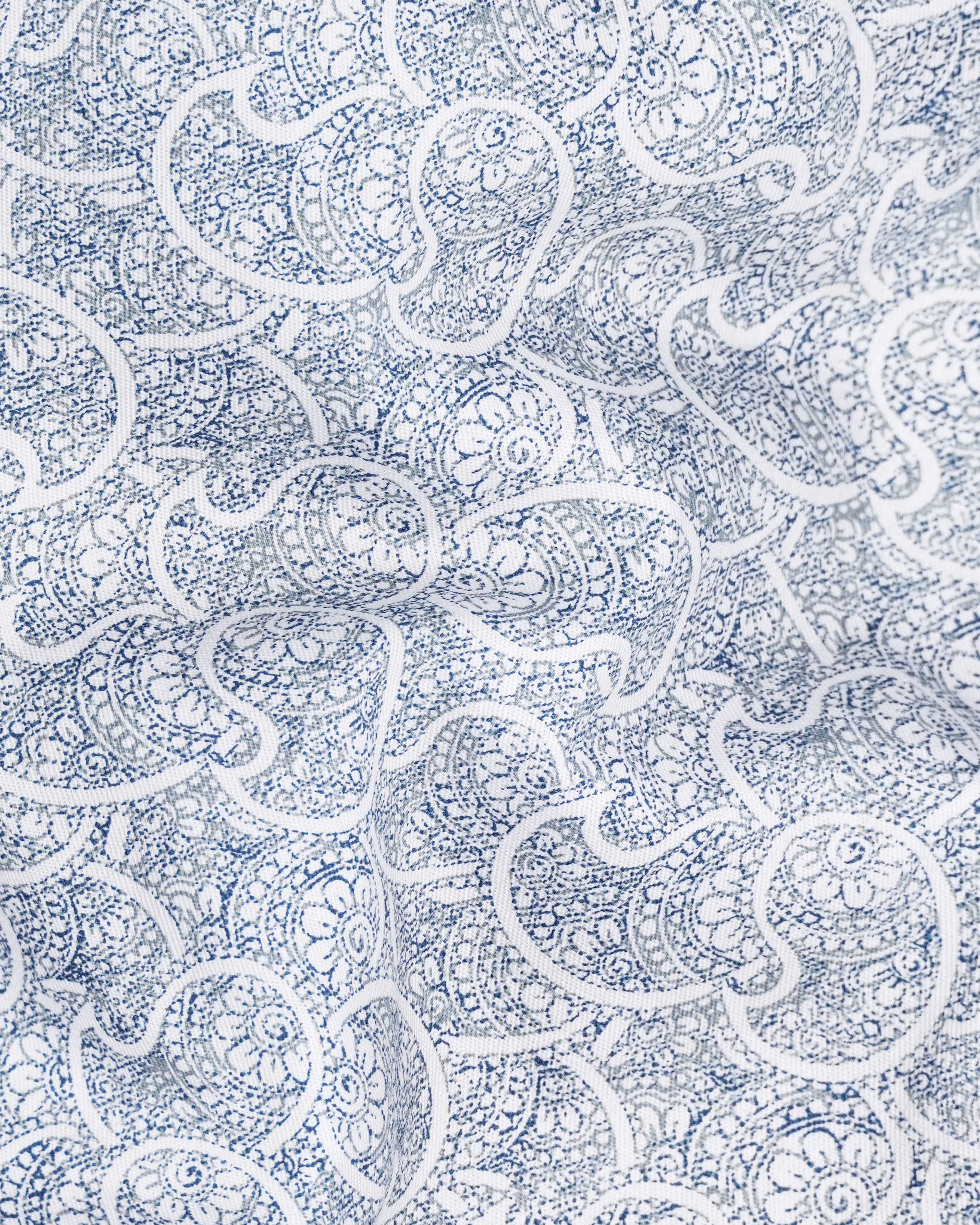 Bright White with CloudBurst Blue Paisley Printed Premium Cotton Shirt  8605-BLE-38,8605-BLE-H-38,8605-BLE-39,8605-BLE-H-39,8605-BLE-40,8605-BLE-H-40,8605-BLE-42,8605-BLE-H-42,8605-BLE-44,8605-BLE-H-44,8605-BLE-46,8605-BLE-H-46,8605-BLE-48,8605-BLE-H-48,8605-BLE-50,8605-BLE-H-50,8605-BLE-52,8605-BLE-H-52