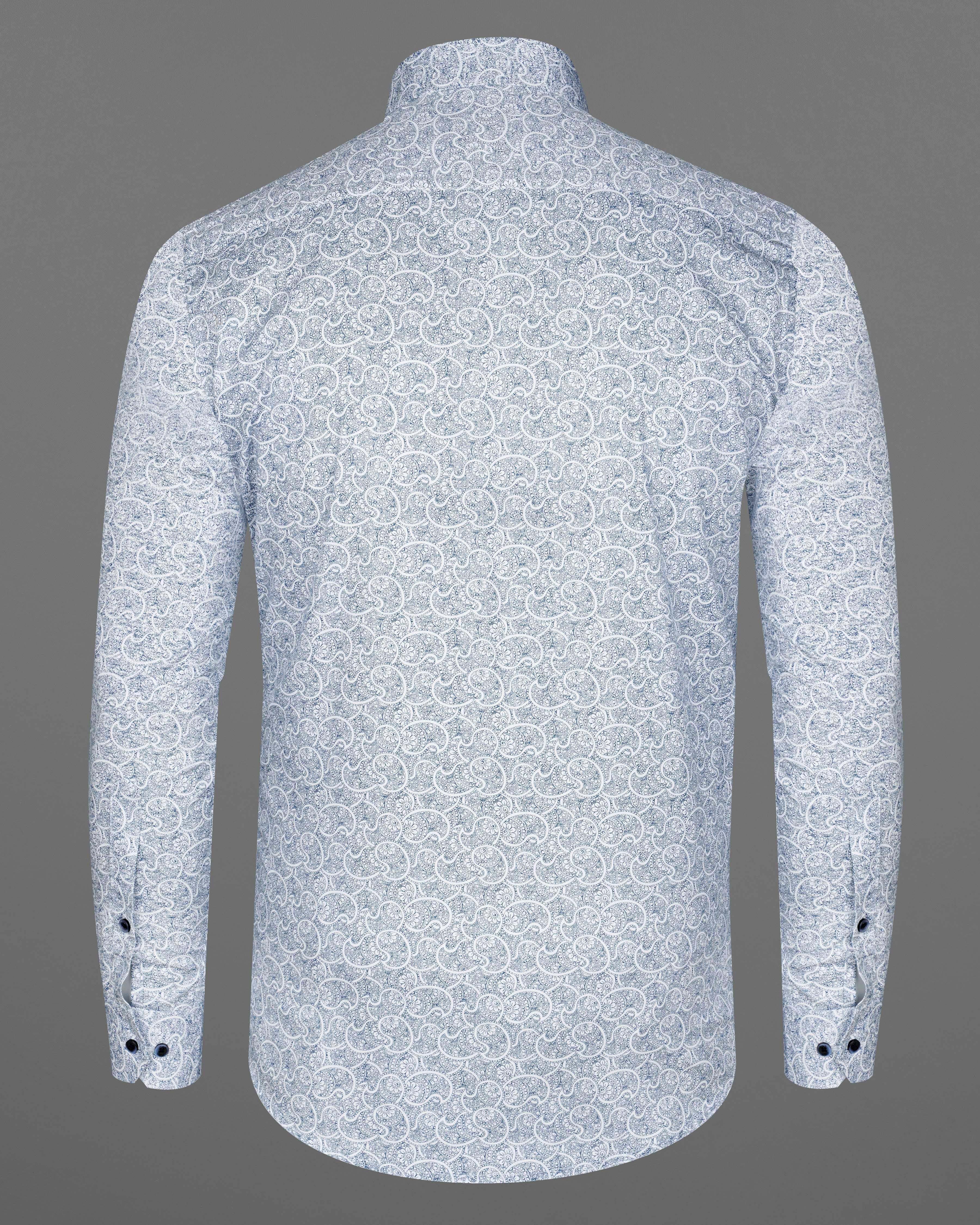 Bright White with CloudBurst Blue Paisley Printed Premium Cotton Shirt  8605-BLE-38,8605-BLE-H-38,8605-BLE-39,8605-BLE-H-39,8605-BLE-40,8605-BLE-H-40,8605-BLE-42,8605-BLE-H-42,8605-BLE-44,8605-BLE-H-44,8605-BLE-46,8605-BLE-H-46,8605-BLE-48,8605-BLE-H-48,8605-BLE-50,8605-BLE-H-50,8605-BLE-52,8605-BLE-H-52