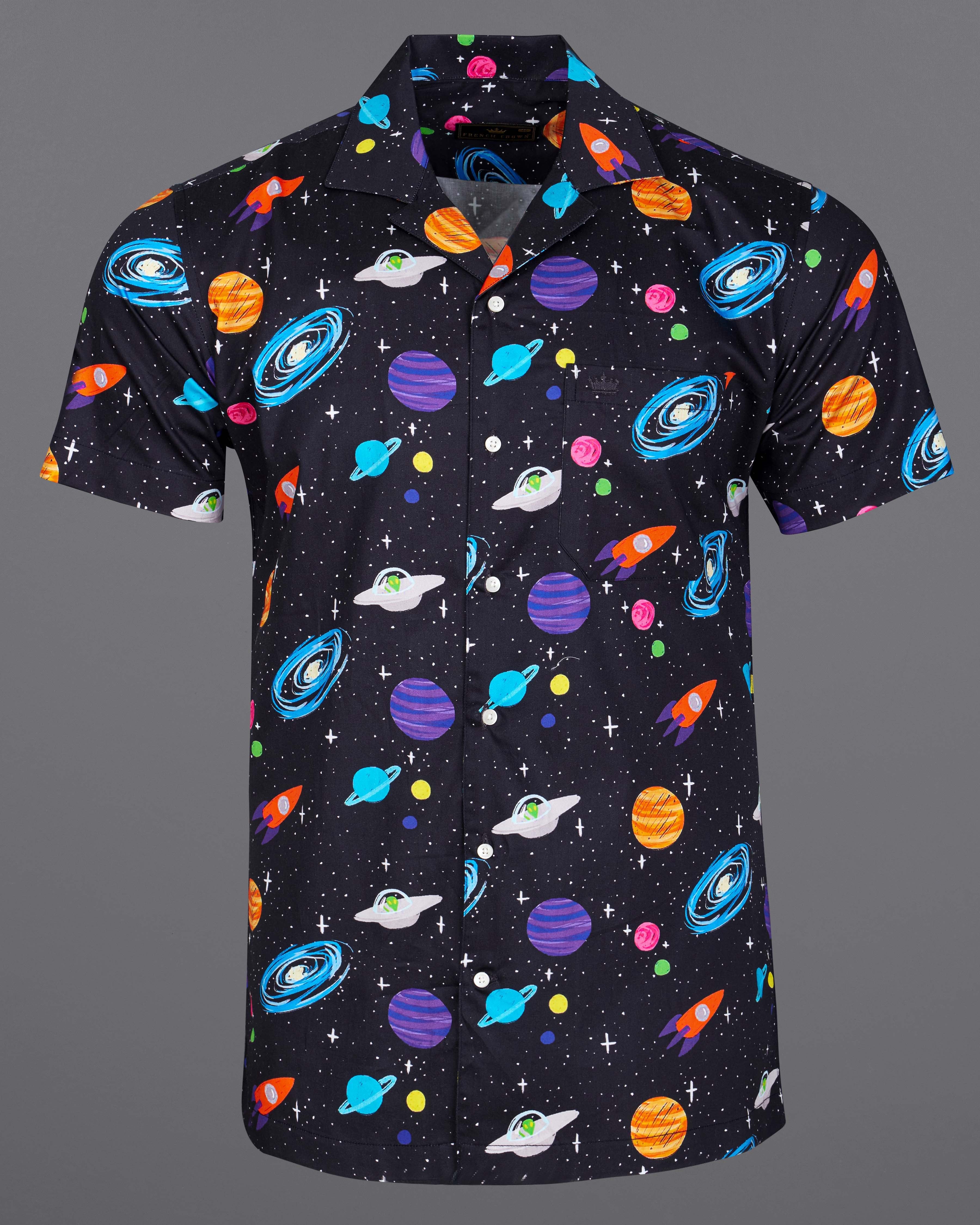 Jade Black Multicolour Galaxy Printed Super Soft Premium Cotton Shirt