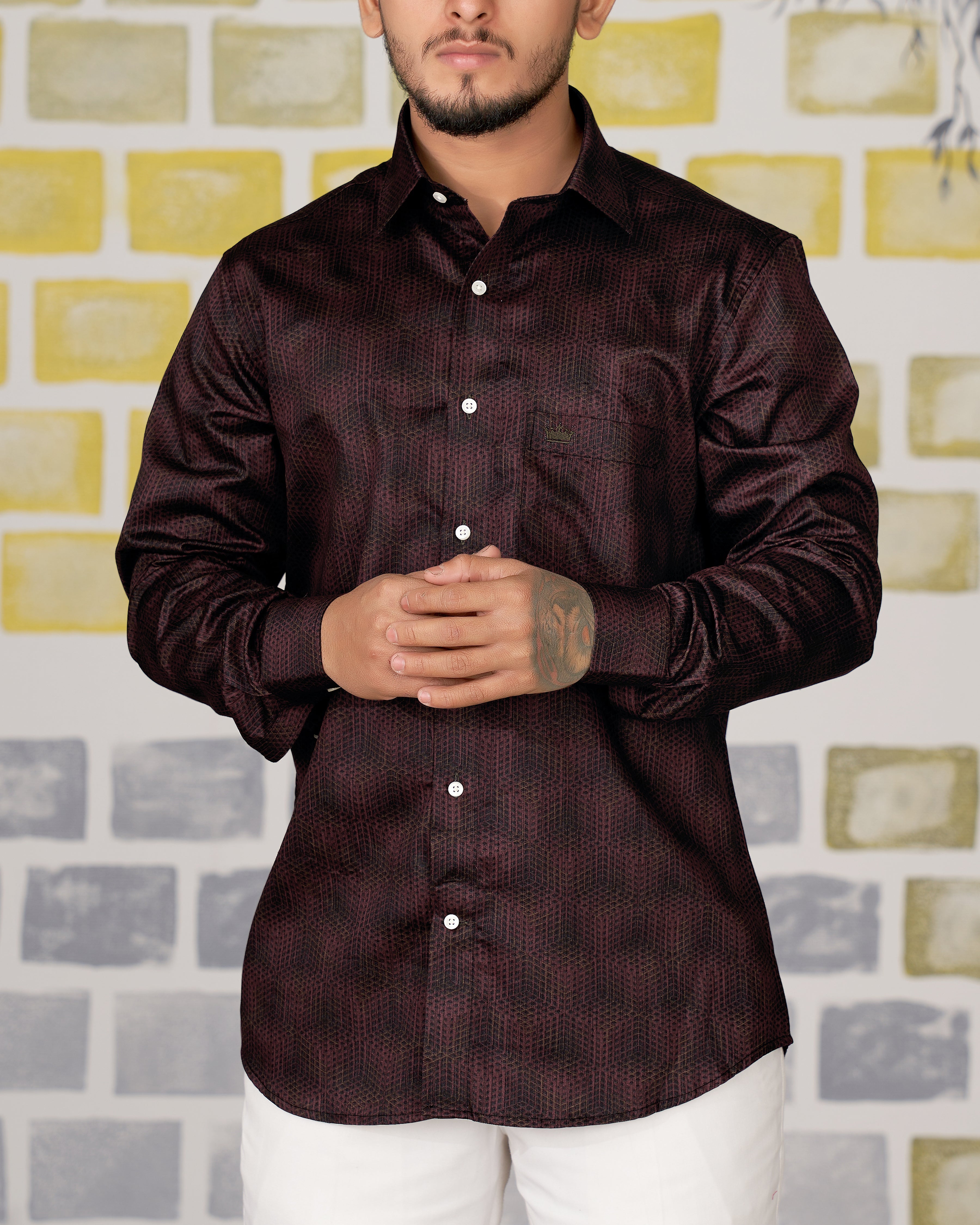 Taupe Brown Subtle Checked Super Soft Premium Cotton Shirt