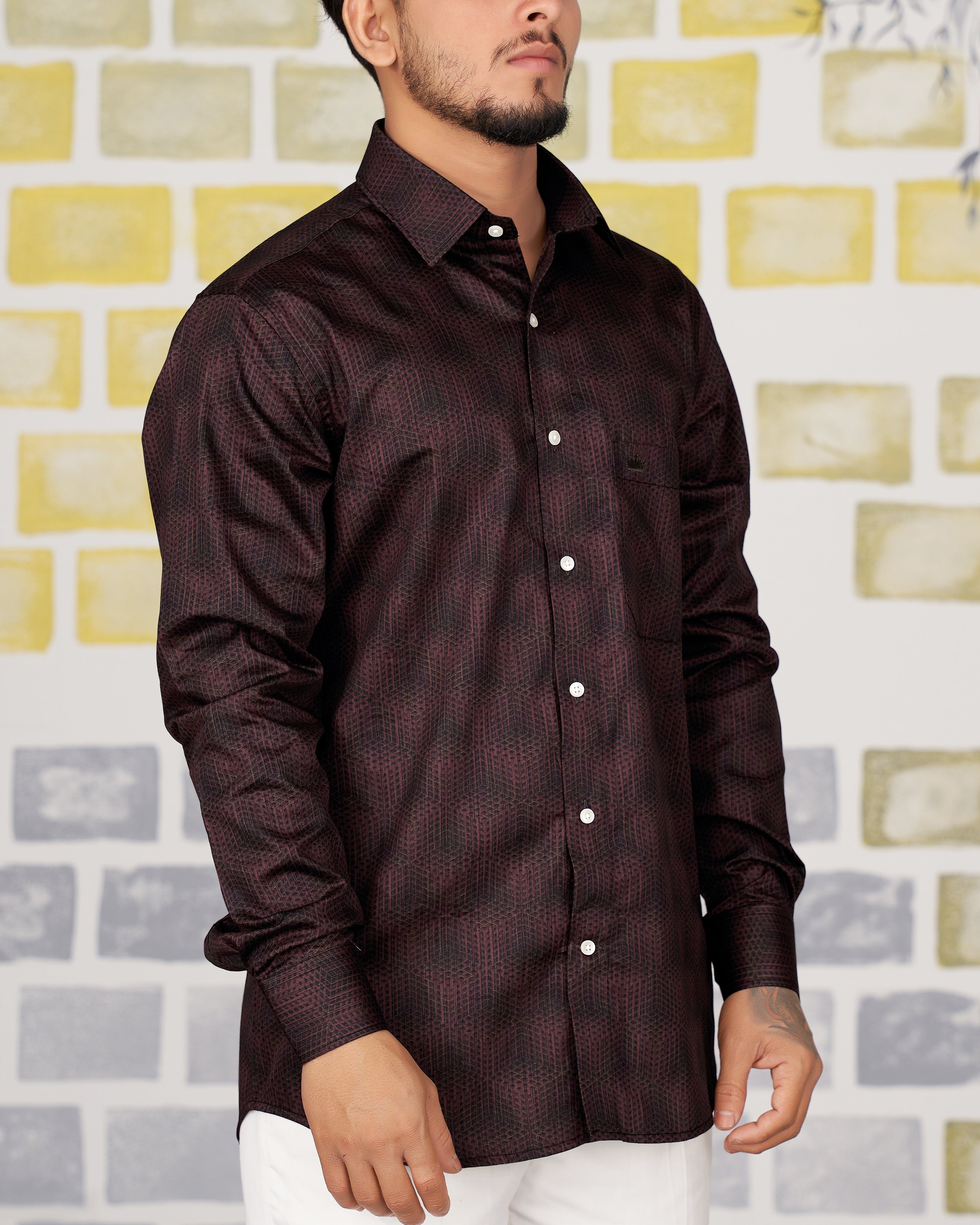 Taupe Brown Subtle Checked Super Soft Premium Cotton Shirt