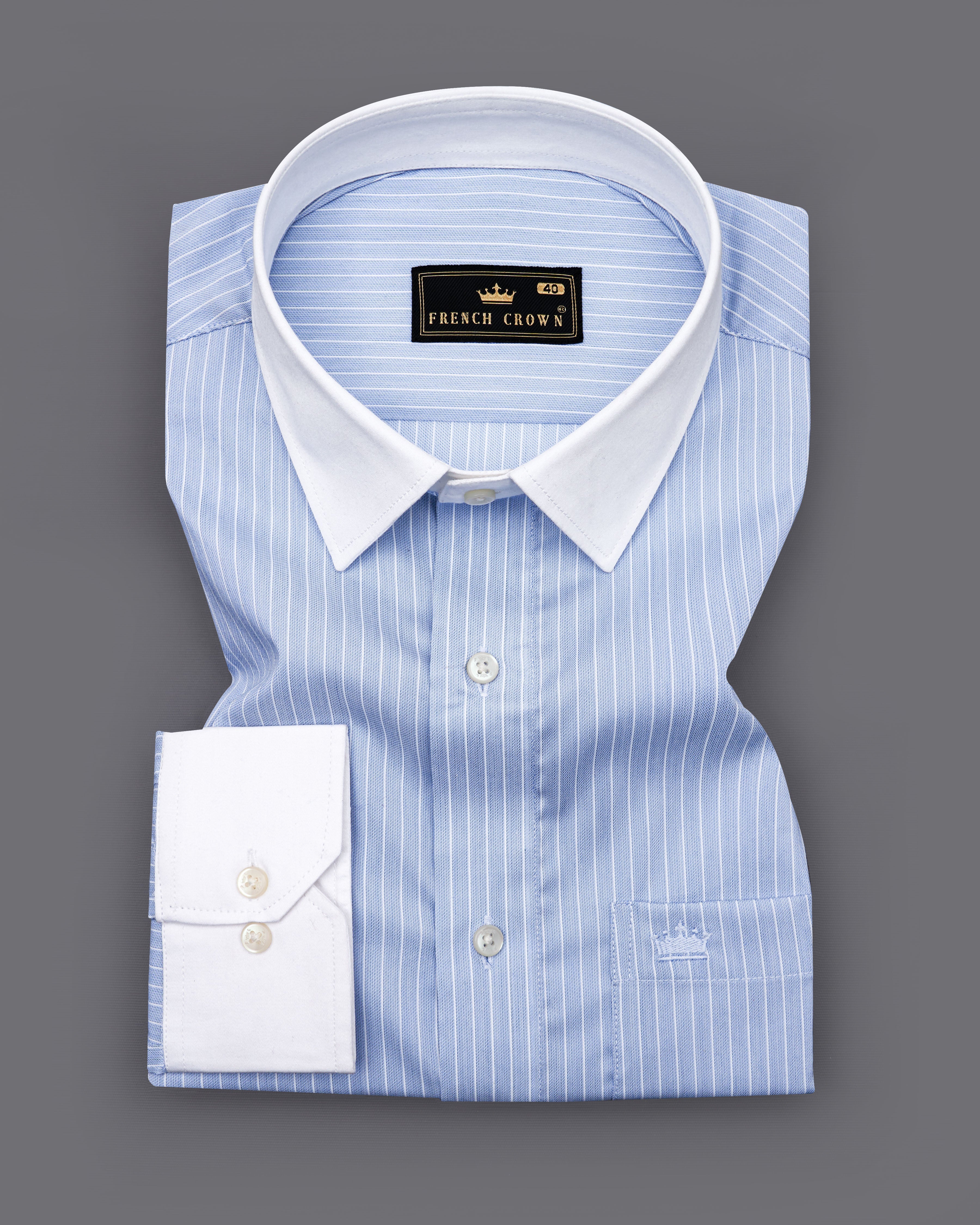 Casper Blue Twill Striped with White Collar Premium Cotton Shirt  8653-WCC-38,8653-WCC-H-38,8653-WCC-39,8653-WCC-H-39,8653-WCC-40,8653-WCC-H-40,8653-WCC-42,8653-WCC-H-42,8653-WCC-44,8653-WCC-H-44,8653-WCC-46,8653-WCC-H-46,8653-WCC-48,8653-WCC-H-48,8653-WCC-50,8653-WCC-H-50,8653-WCC-52,8653-WCC-H-52