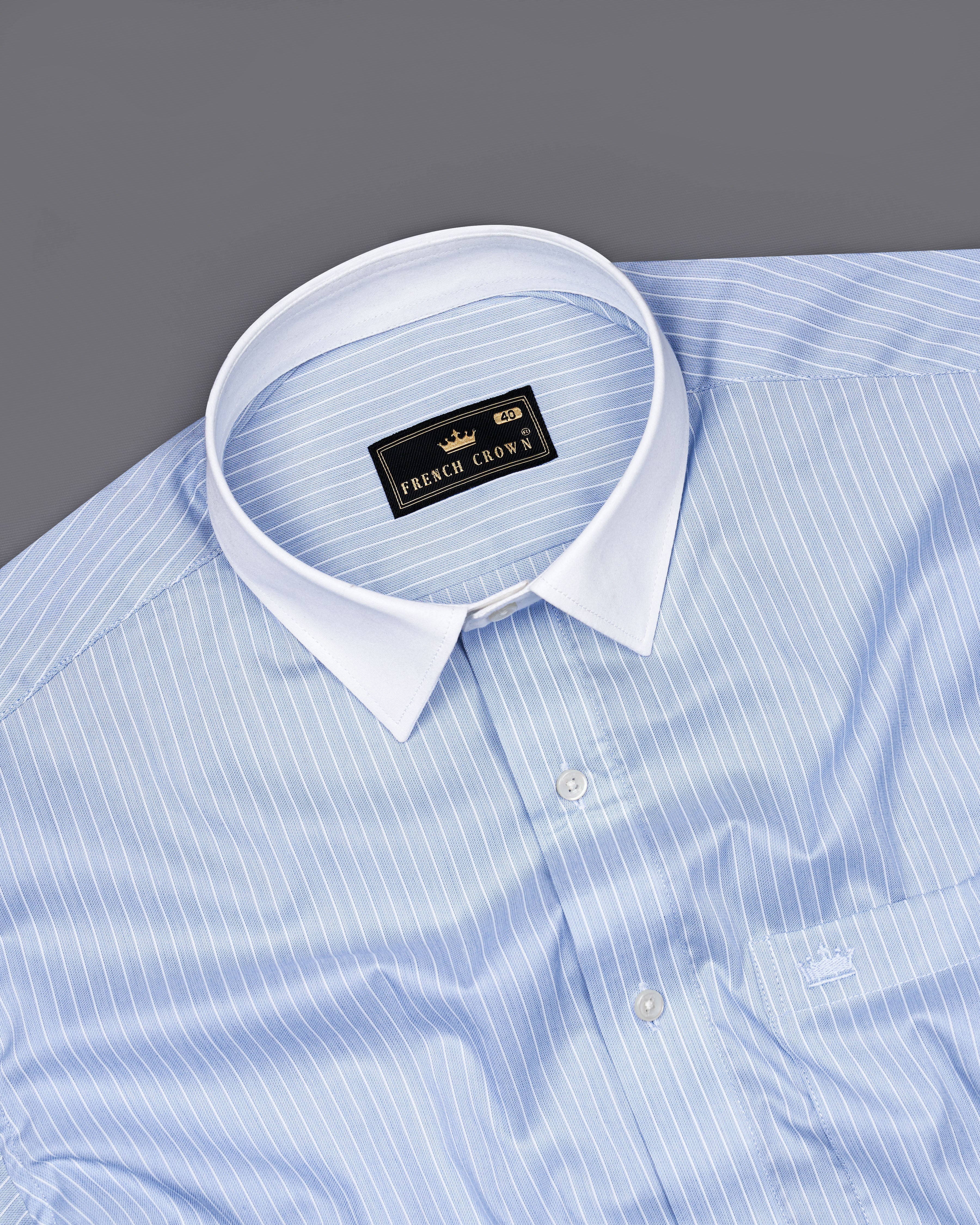 Casper Blue Twill Striped with White Collar Premium Cotton Shirt  8653-WCC-38,8653-WCC-H-38,8653-WCC-39,8653-WCC-H-39,8653-WCC-40,8653-WCC-H-40,8653-WCC-42,8653-WCC-H-42,8653-WCC-44,8653-WCC-H-44,8653-WCC-46,8653-WCC-H-46,8653-WCC-48,8653-WCC-H-48,8653-WCC-50,8653-WCC-H-50,8653-WCC-52,8653-WCC-H-52