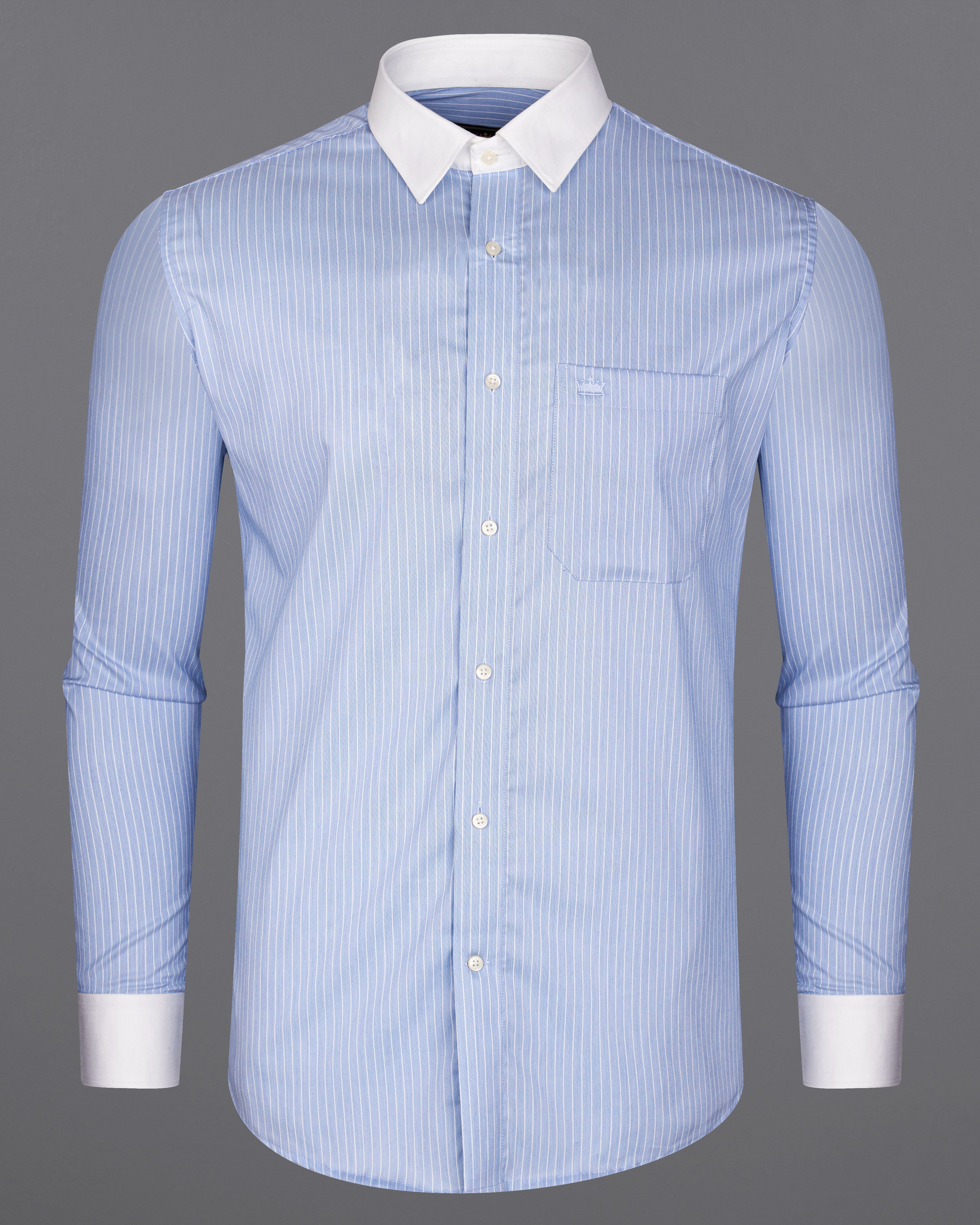 Casper Blue Twill Striped with White Collar Premium Cotton Shirt  8653-WCC-38,8653-WCC-H-38,8653-WCC-39,8653-WCC-H-39,8653-WCC-40,8653-WCC-H-40,8653-WCC-42,8653-WCC-H-42,8653-WCC-44,8653-WCC-H-44,8653-WCC-46,8653-WCC-H-46,8653-WCC-48,8653-WCC-H-48,8653-WCC-50,8653-WCC-H-50,8653-WCC-52,8653-WCC-H-52