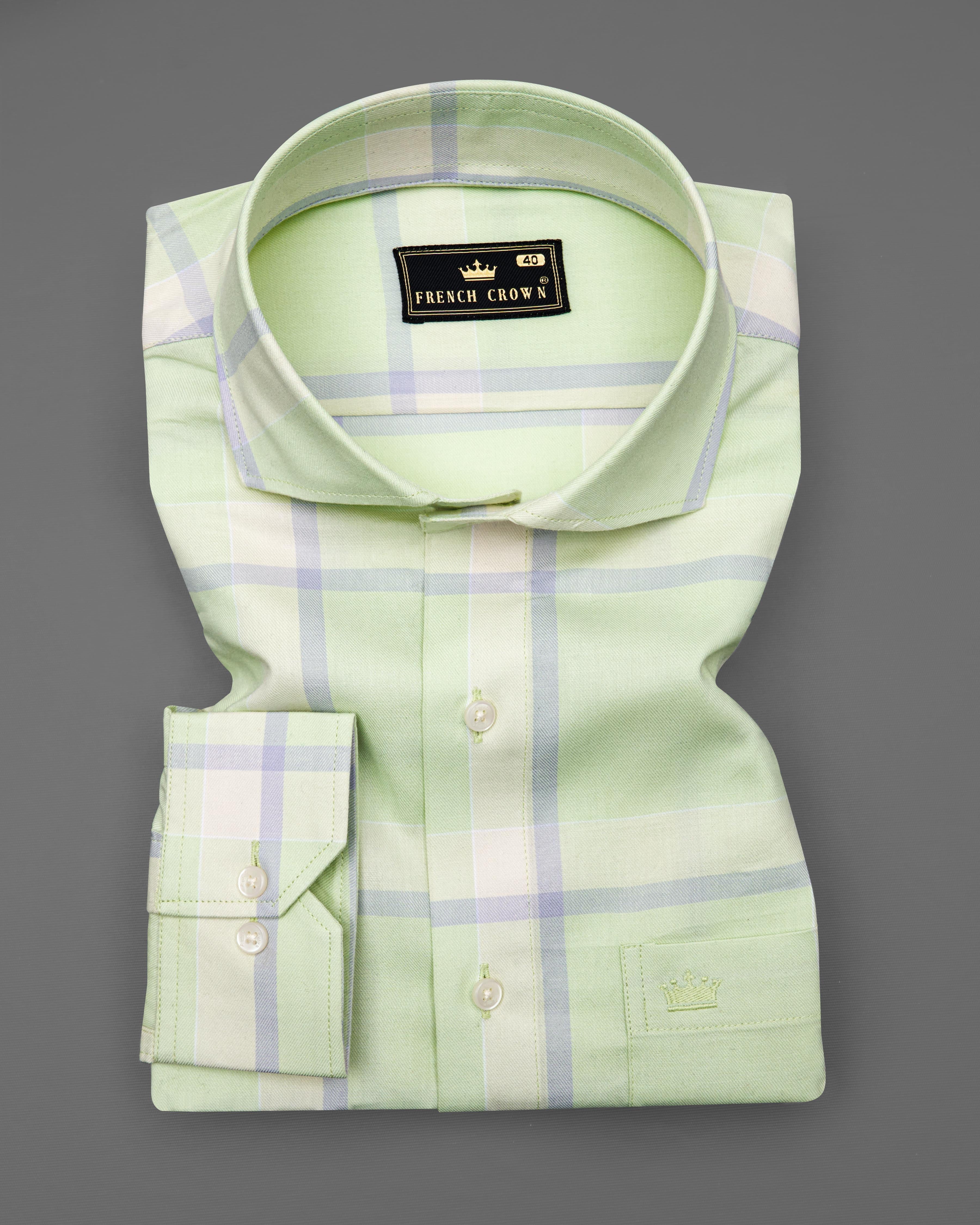 Beryl Green Twill Windowpane Premium Cotton Shirt  8658-CA-38,8658-CA-H-38,8658-CA-39,8658-CA-H-39,8658-CA-40,8658-CA-H-40,8658-CA-42,8658-CA-H-42,8658-CA-44,8658-CA-H-44,8658-CA-46,8658-CA-H-46,8658-CA-48,8658-CA-H-48,8658-CA-50,8658-CA-H-50,8658-CA-52,8658-CA-H-52