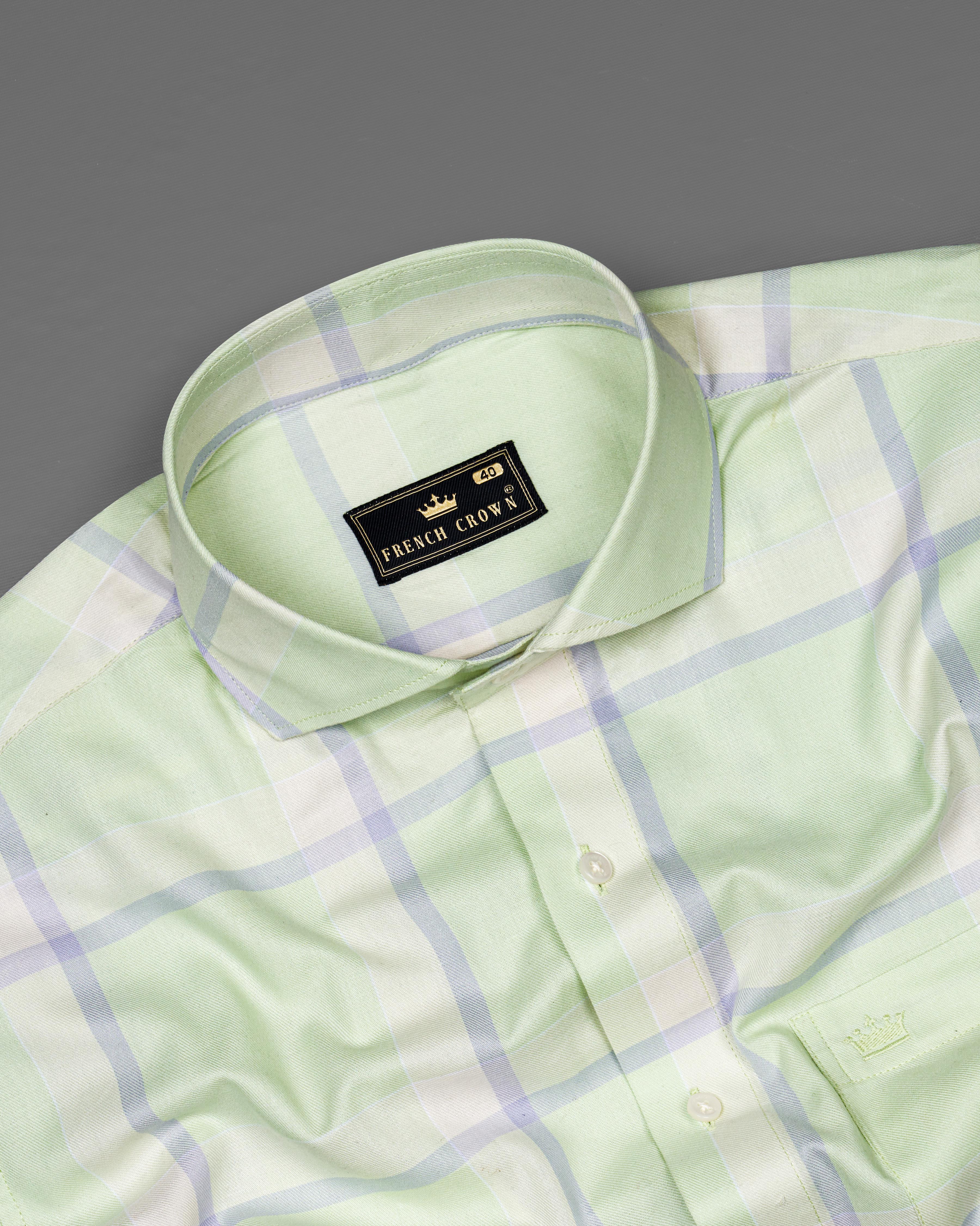 Beryl Green Twill Windowpane Premium Cotton Shirt  8658-CA-38,8658-CA-H-38,8658-CA-39,8658-CA-H-39,8658-CA-40,8658-CA-H-40,8658-CA-42,8658-CA-H-42,8658-CA-44,8658-CA-H-44,8658-CA-46,8658-CA-H-46,8658-CA-48,8658-CA-H-48,8658-CA-50,8658-CA-H-50,8658-CA-52,8658-CA-H-52