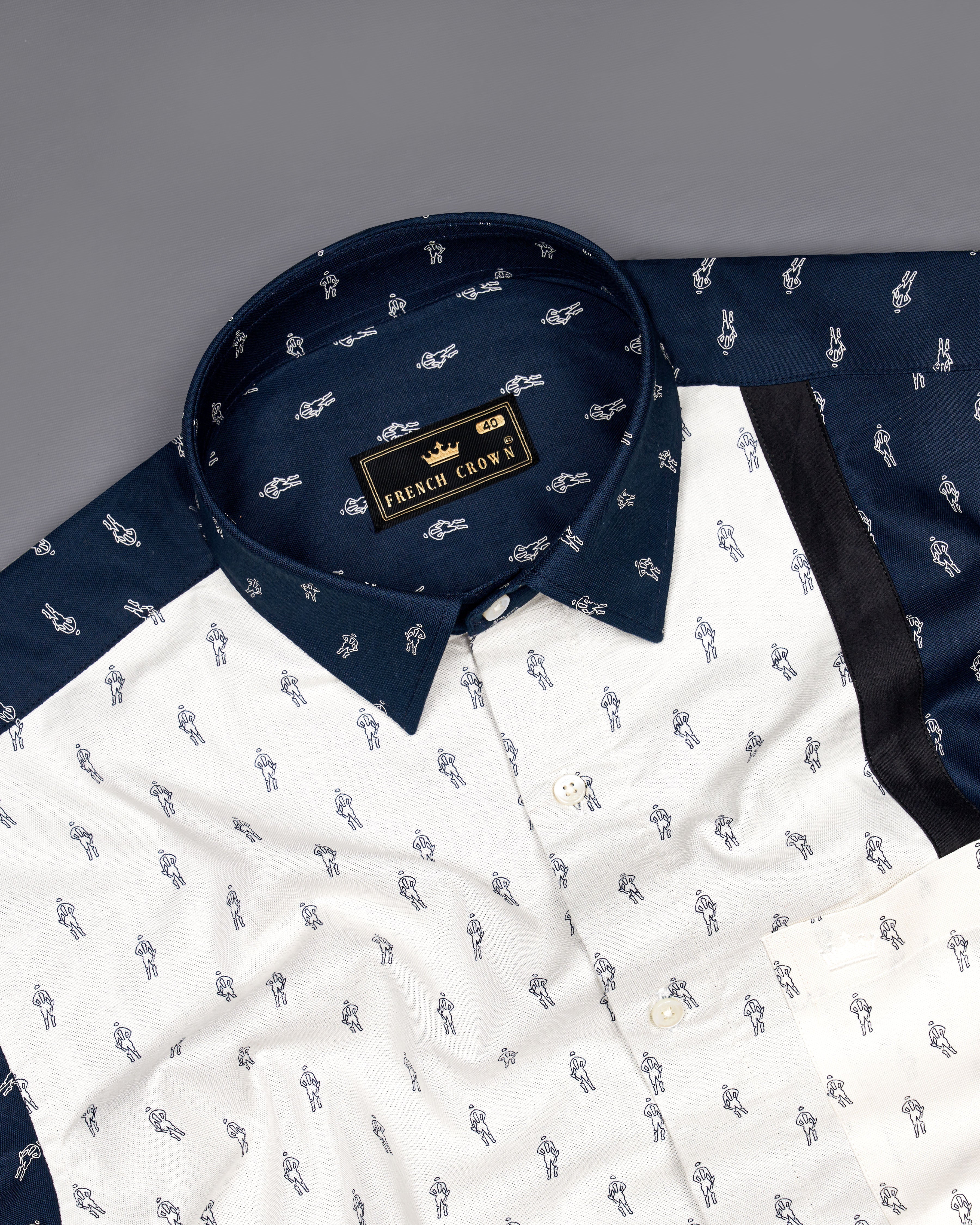 Firefly Blue with White Printed Royal Oxford Designer Shirt  8662-P415-38,8662-P415-H-38,8662-P415-39,8662-P415-H-39,8662-P415-40,8662-P415-H-40,8662-P415-42,8662-P415-H-42,8662-P415-44,8662-P415-H-44,8662-P415-46,8662-P415-H-46,8662-P415-48,8662-P415-H-48,8662-P415-50,8662-P415-H-50,8662-P415-52,8662-P415-H-52