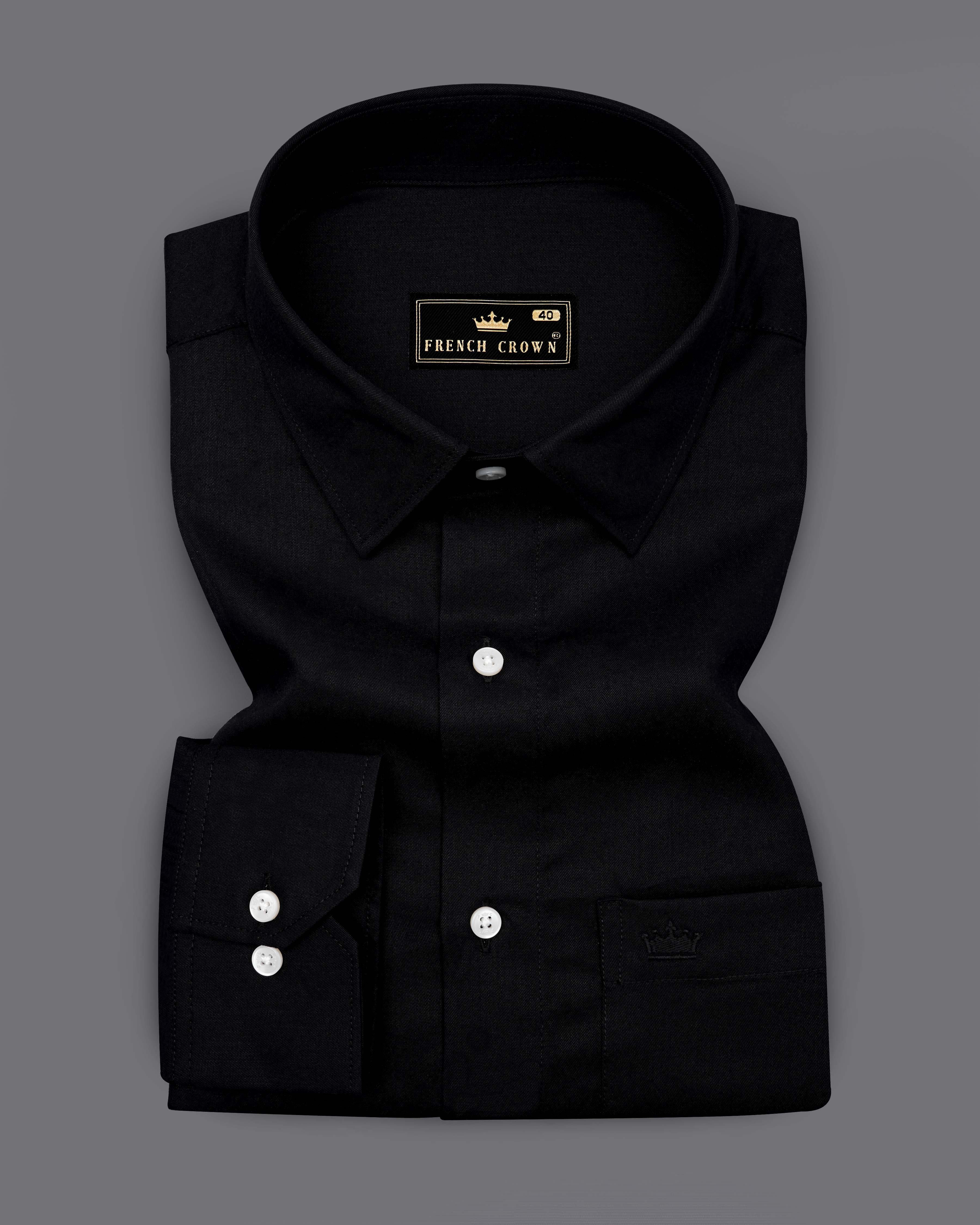 Jade Black Twill Premium Cotton Shirt  8663-38,8663-H-38,8663-39,8663-H-39,8663-40,8663-H-40,8663-42,8663-H-42,8663-44,8663-H-44,8663-46,8663-H-46,8663-48,8663-H-48,8663-50,8663-H-50,8663-52,8663-H-52