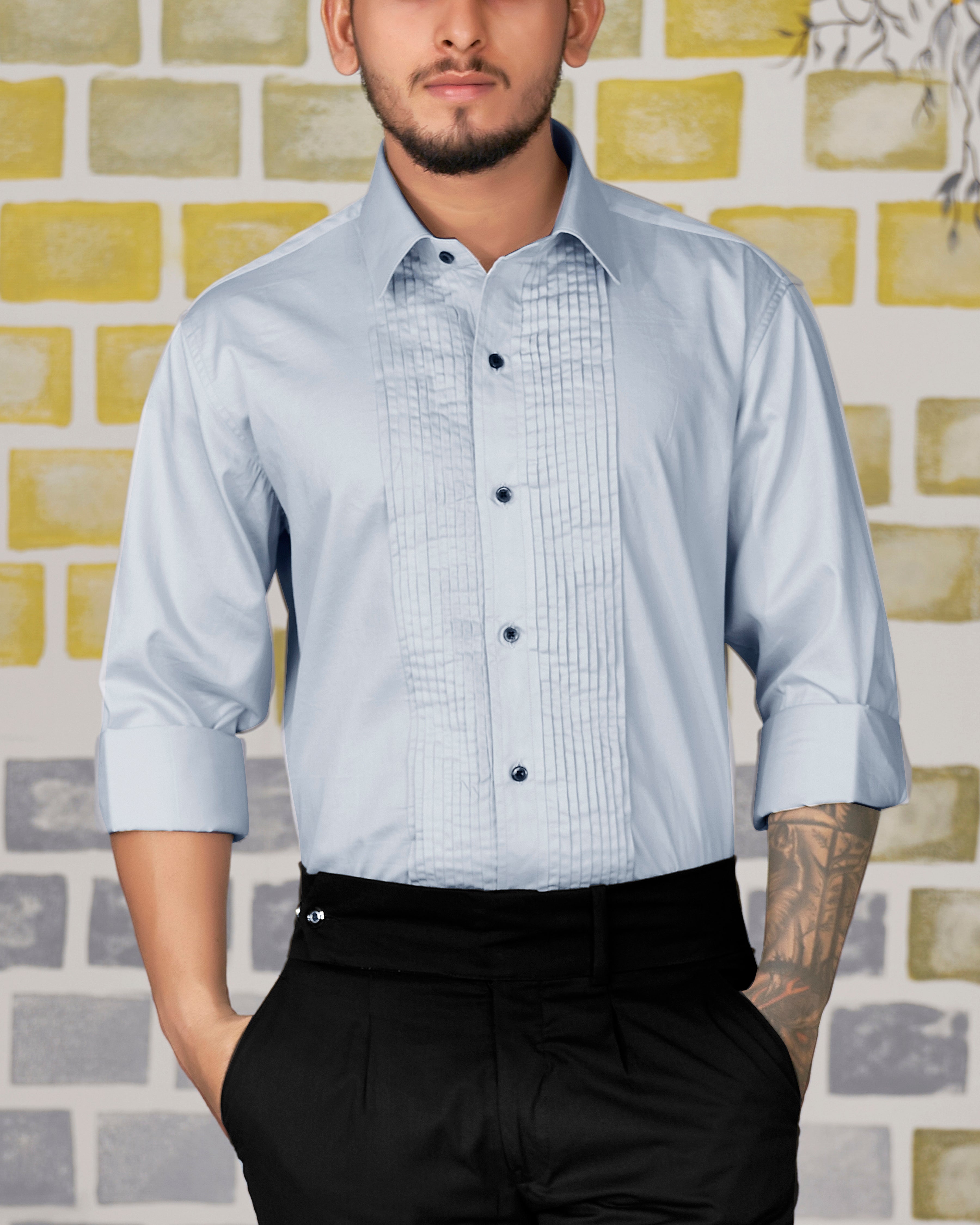 Oyster Blue Snake Pleated Super Soft Premium Cotton Tuxedo Shirt  8676-BLK-TXD-38,8676-BLK-TXD-H-38,8676-BLK-TXD-39,8676-BLK-TXD-H-39,8676-BLK-TXD-40,8676-BLK-TXD-H-40,8676-BLK-TXD-42,8676-BLK-TXD-H-42,8676-BLK-TXD-44,8676-BLK-TXD-H-44,8676-BLK-TXD-46,8676-BLK-TXD-H-46,8676-BLK-TXD-48,8676-BLK-TXD-H-48,8676-BLK-TXD-50,8676-BLK-TXD-H-50,8676-BLK-TXD-52,8676-BLK-TXD-H-52