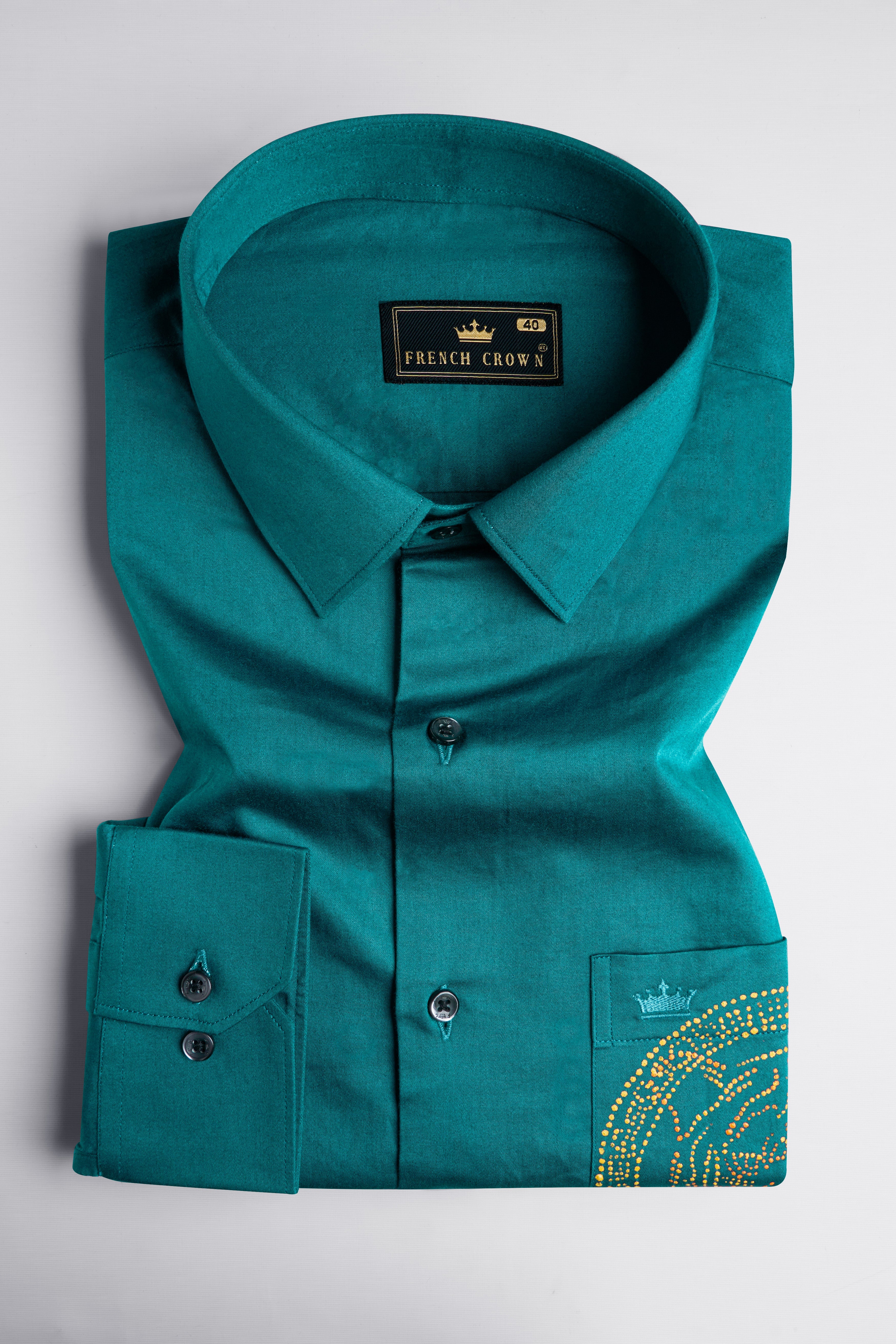 Sherpa Green Hand Painted Super Soft Premium Cotton Designer Shirt