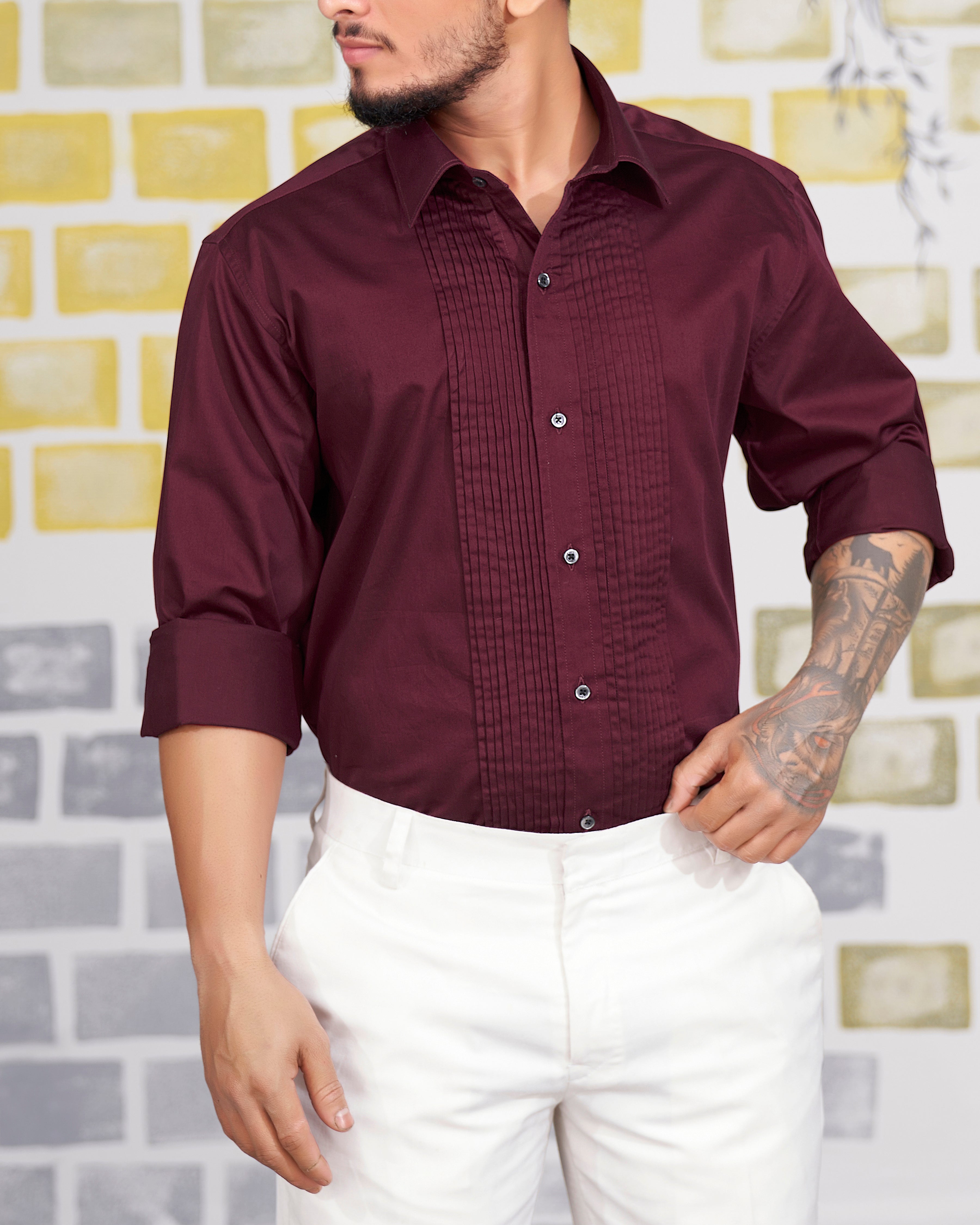 Crater Maroon Subtle Sheen Snake Pleated Super Soft Premium Cotton Tuxedo Shirt 8692-BLK-TXD-38, 8692-BLK-TXD-H-38, 8692-BLK-TXD-39, 8692-BLK-TXD-H-39, 8692-BLK-TXD-40, 8692-BLK-TXD-H-40, 8692-BLK-TXD-42, 8692-BLK-TXD-H-42, 8692-BLK-TXD-44, 8692-BLK-TXD-H-44, 8692-BLK-TXD-46, 8692-BLK-TXD-H-46, 8692-BLK-TXD-48, 8692-BLK-TXD-H-48, 8692-BLK-TXD-50, 8692-BLK-TXD-H-50, 8692-BLK-TXD-52, 8692-BLK-TXD-H-52