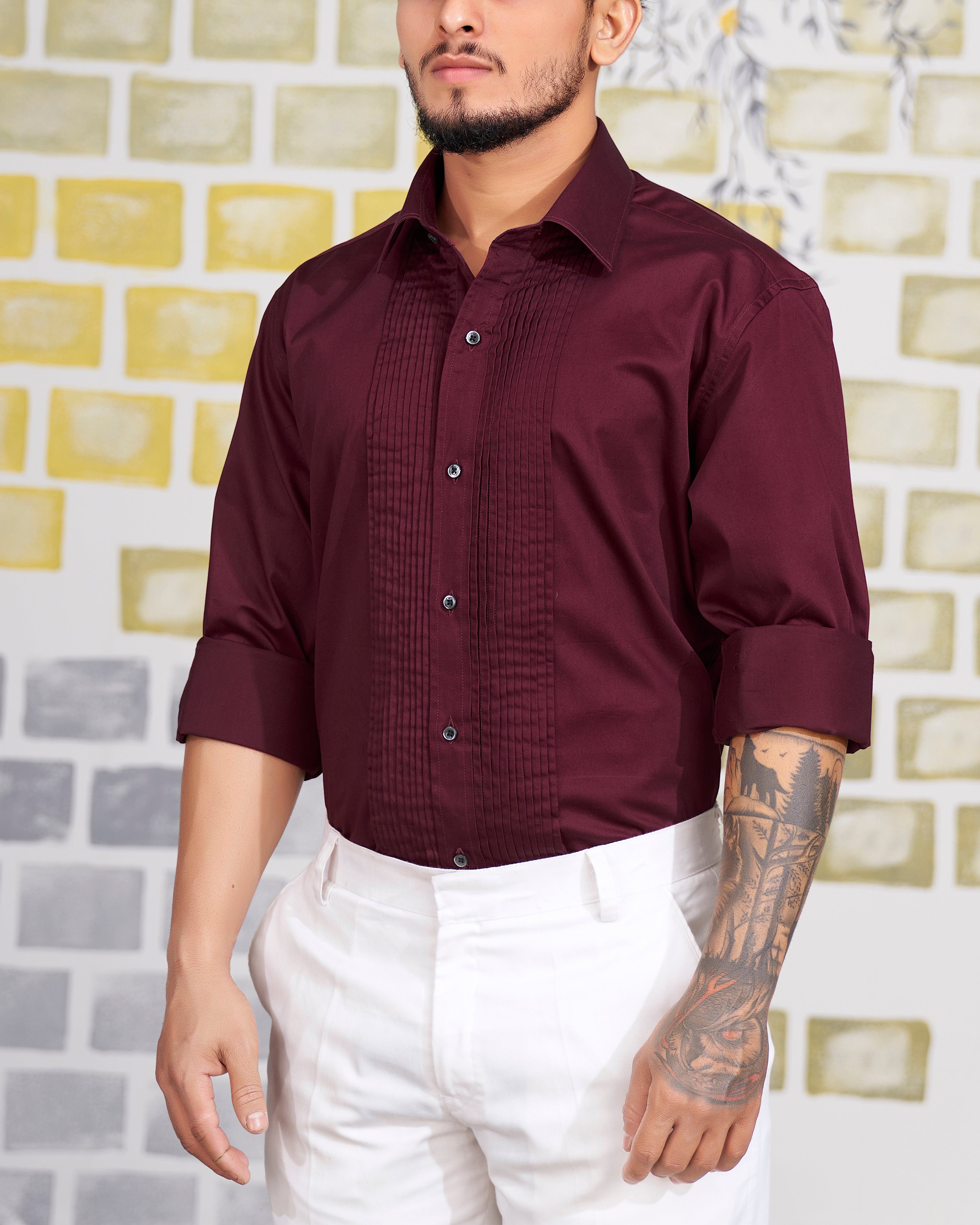 Crater Maroon Subtle Sheen Snake Pleated Super Soft Premium Cotton Tuxedo Shirt 8692-BLK-TXD-38, 8692-BLK-TXD-H-38, 8692-BLK-TXD-39, 8692-BLK-TXD-H-39, 8692-BLK-TXD-40, 8692-BLK-TXD-H-40, 8692-BLK-TXD-42, 8692-BLK-TXD-H-42, 8692-BLK-TXD-44, 8692-BLK-TXD-H-44, 8692-BLK-TXD-46, 8692-BLK-TXD-H-46, 8692-BLK-TXD-48, 8692-BLK-TXD-H-48, 8692-BLK-TXD-50, 8692-BLK-TXD-H-50, 8692-BLK-TXD-52, 8692-BLK-TXD-H-52