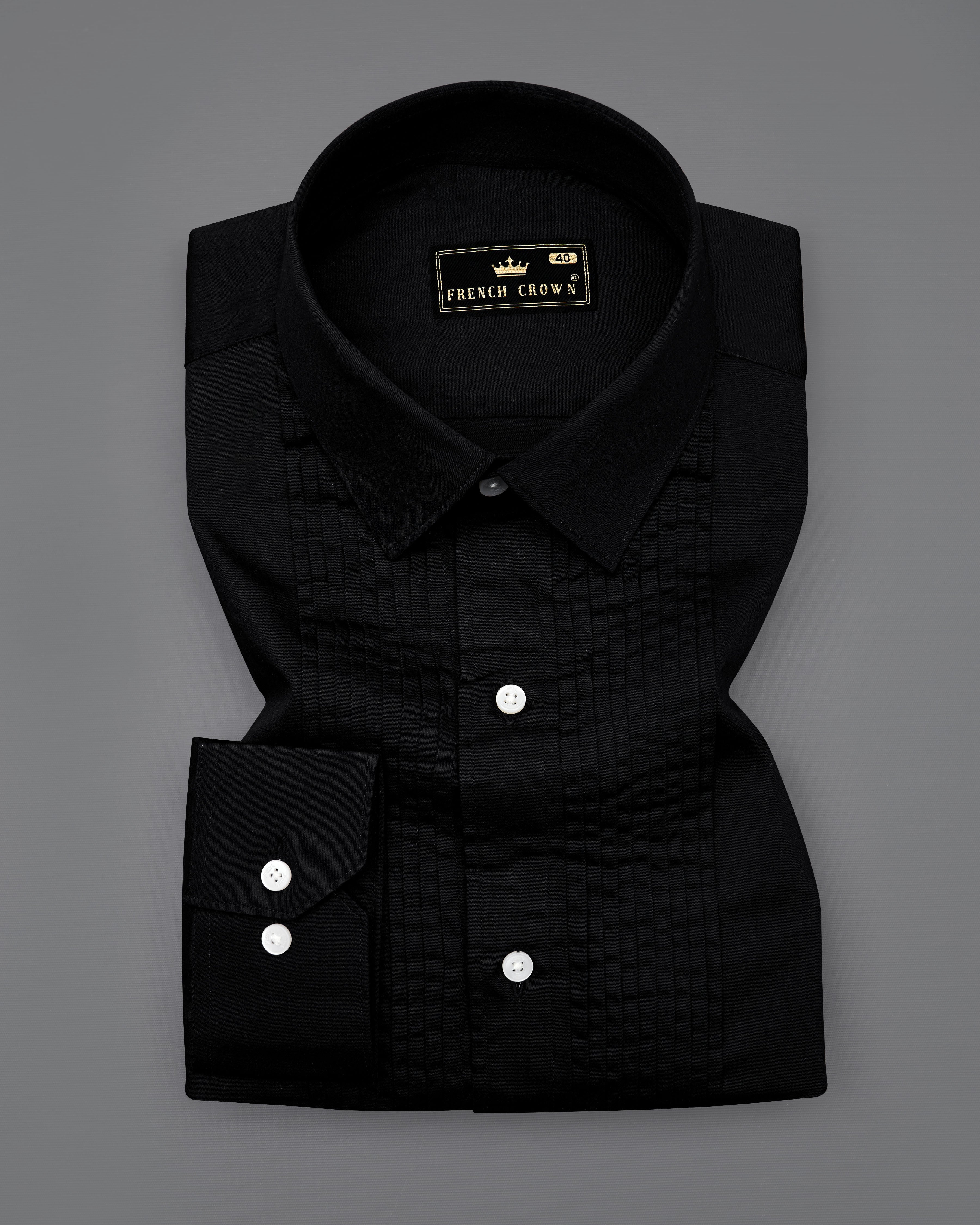 Jade Black Subtle Sheen Snake Pleated Super Soft Premium Cotton Tuxedo Shirt 8702-TXD-38, 8702-TXD-H-38, 8702-TXD-39, 8702-TXD-H-39, 8702-TXD-40, 8702-TXD-H-40, 8702-TXD-42, 8702-TXD-H-42, 8702-TXD-44, 8702-TXD-H-44, 8702-TXD-46, 8702-TXD-H-46, 8702-TXD-48, 8702-TXD-H-48, 8702-TXD-50, 8702-TXD-H-50, 8702-TXD-52, 8702-TXD-H-52