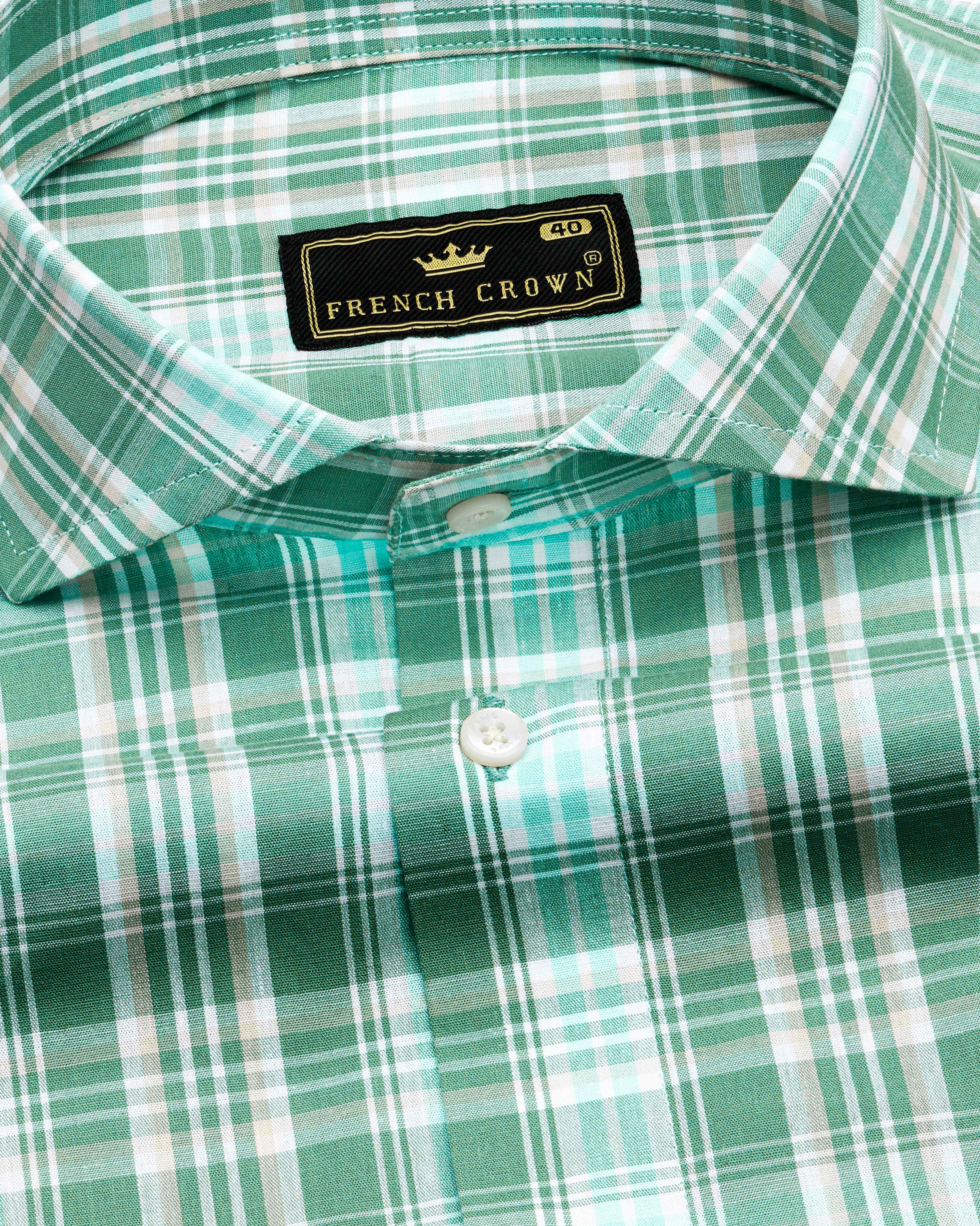 Viridian Green with Chinook Blue Plaid Premium Cotton Shirt  8709-CA-38,8709-CA-H-38,8709-CA-39,8709-CA-H-39,8709-CA-40,8709-CA-H-40,8709-CA-42,8709-CA-H-42,8709-CA-44,8709-CA-H-44,8709-CA-46,8709-CA-H-46,8709-CA-48,8709-CA-H-48,8709-CA-50,8709-CA-H-50,8709-CA-52,8709-CA-H-52