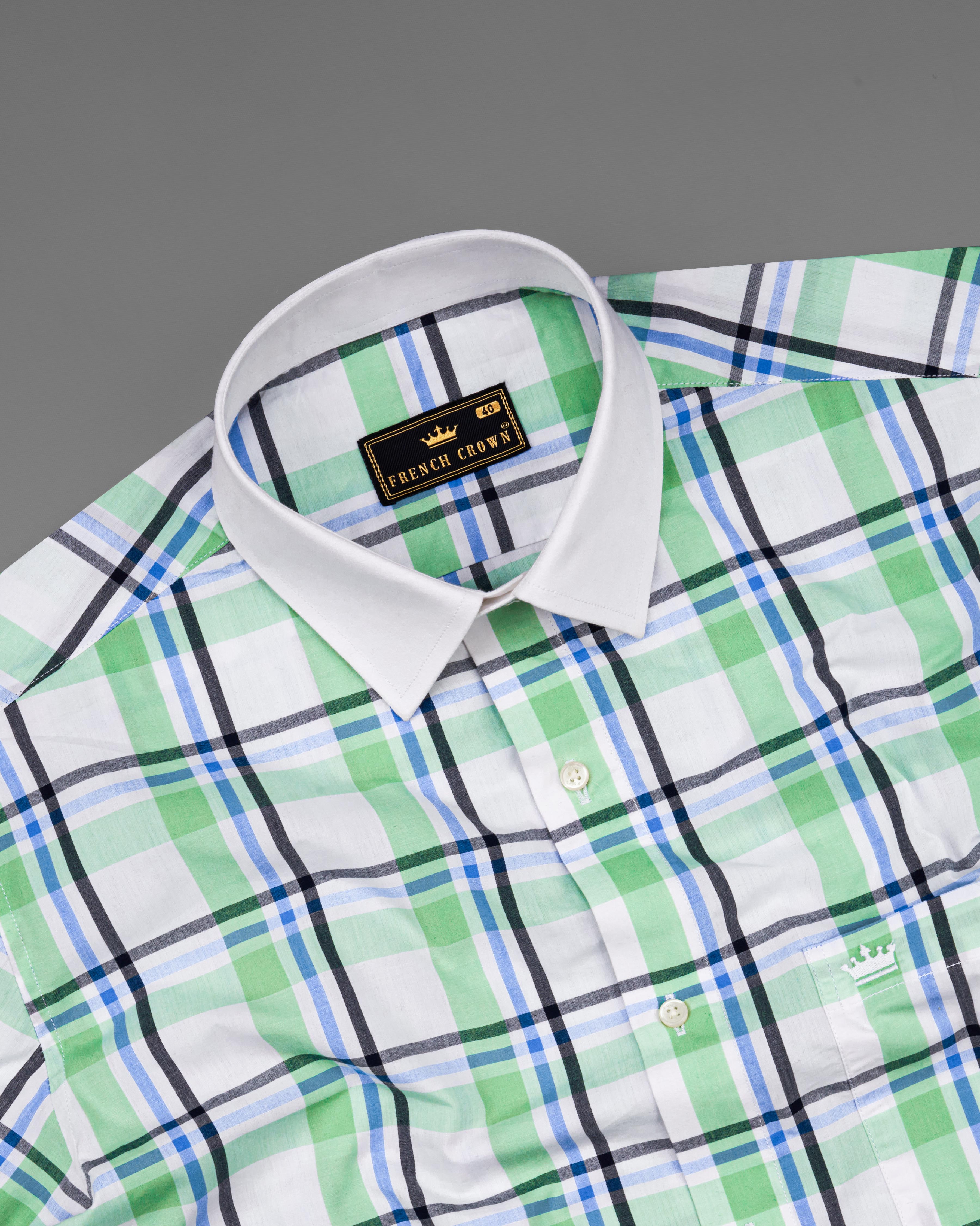 Bright White with Oxley Green and Black Windowpane Premium Cotton Shirt 8711-WCC-38, 8711-WCC-H-38, 8711-WCC-39, 8711-WCC-H-39, 8711-WCC-40, 8711-WCC-H-40, 8711-WCC-42, 8711-WCC-H-42, 8711-WCC-44, 8711-WCC-H-44, 8711-WCC-46, 8711-WCC-H-46, 8711-WCC-48, 8711-WCC-H-48, 8711-WCC-50, 8711-WCC-H-50, 8711-WCC-52, 8711-WCC-H-52