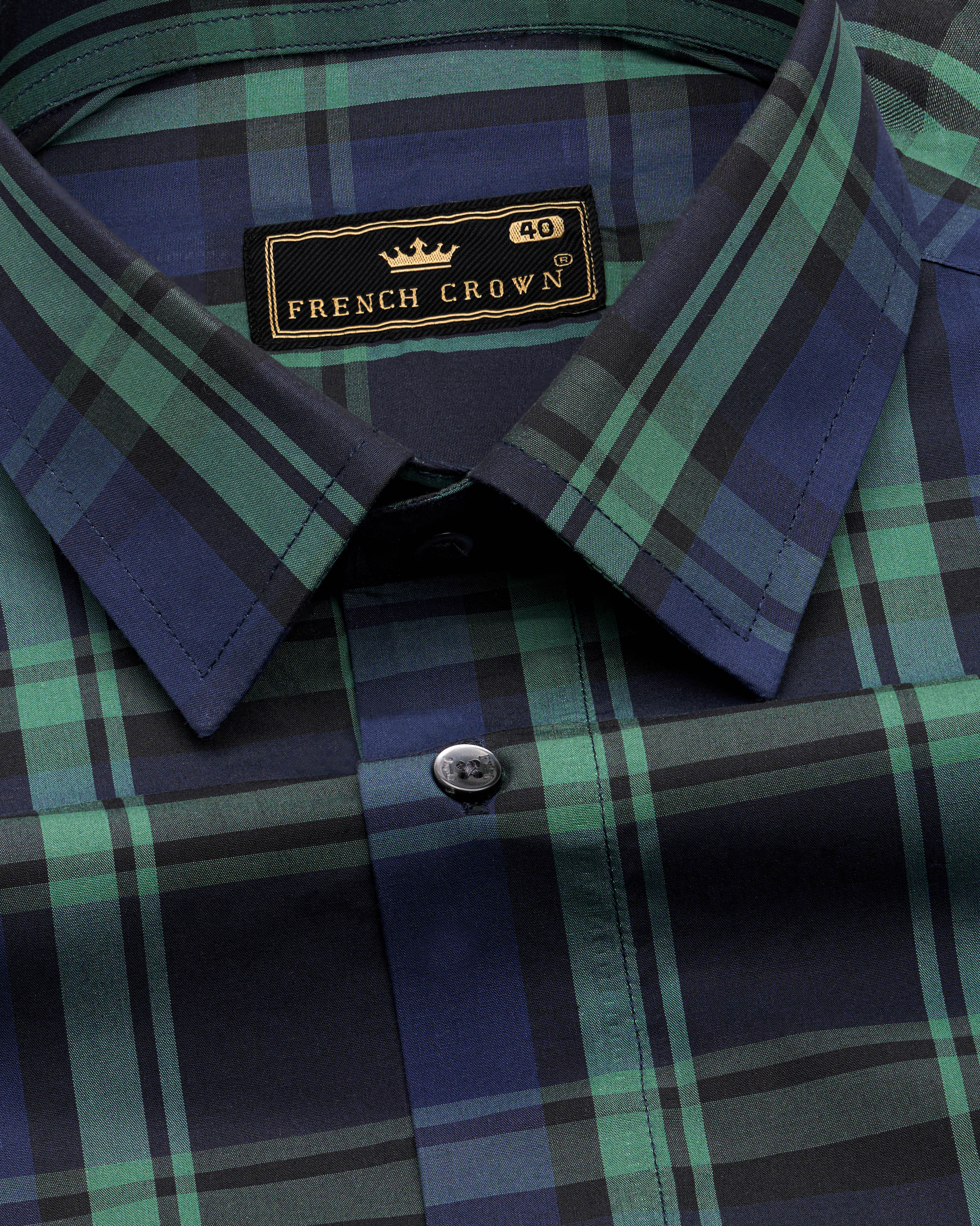 Tuna Navy Blue with Cactus Green Plaid Premium Cotton Shirt 8714-BLK-38, 8714-BLK-H-38, 8714-BLK-39, 8714-BLK-H-39, 8714-BLK-40, 8714-BLK-H-40, 8714-BLK-42, 8714-BLK-H-42, 8714-BLK-44, 8714-BLK-H-44, 8714-BLK-46, 8714-BLK-H-46, 8714-BLK-48, 8714-BLK-H-48, 8714-BLK-50, 8714-BLK-H-50, 8714-BLK-52, 8714-BLK-H-52