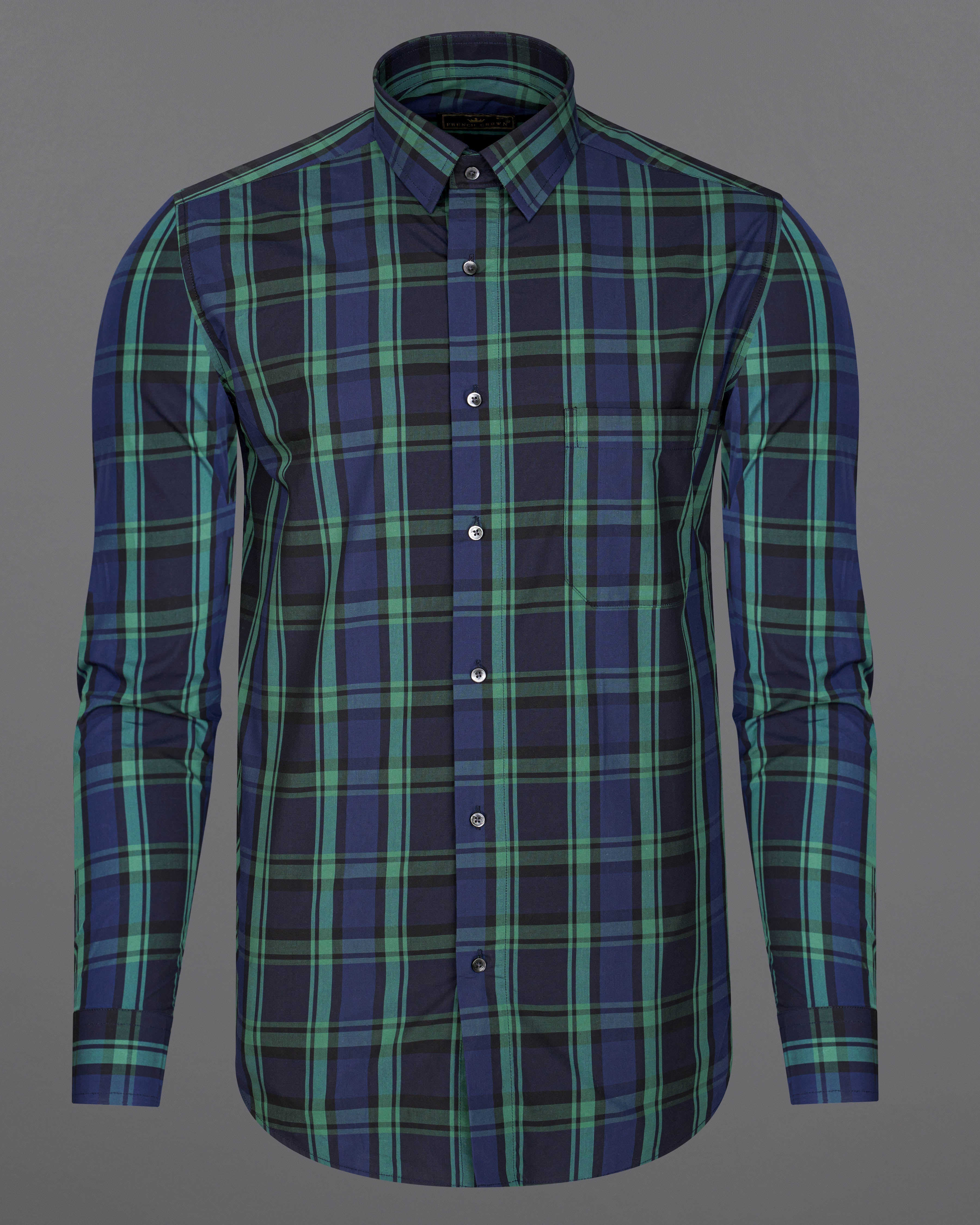 Tuna Navy Blue with Cactus Green Plaid Premium Cotton Shirt 8714-BLK-38, 8714-BLK-H-38, 8714-BLK-39, 8714-BLK-H-39, 8714-BLK-40, 8714-BLK-H-40, 8714-BLK-42, 8714-BLK-H-42, 8714-BLK-44, 8714-BLK-H-44, 8714-BLK-46, 8714-BLK-H-46, 8714-BLK-48, 8714-BLK-H-48, 8714-BLK-50, 8714-BLK-H-50, 8714-BLK-52, 8714-BLK-H-52