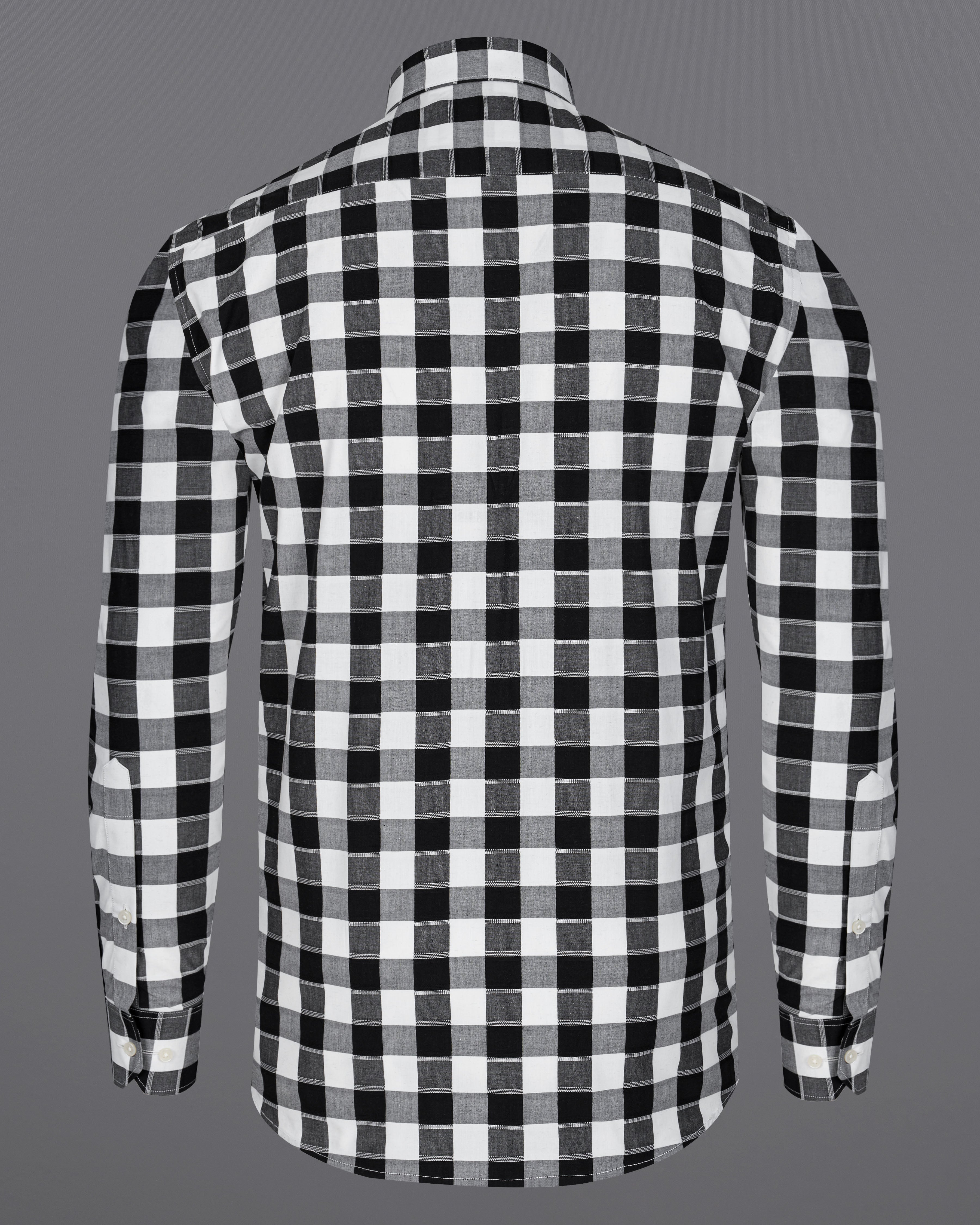 Jade Black and White Twill Checkered Premium Cotton Shirt  8719-38,8719-H-38,8719-39,8719-H-39,8719-40,8719-H-40,8719-42,8719-H-42,8719-44,8719-H-44,8719-46,8719-H-46,8719-48,8719-H-48,8719-50,8719-H-50,8719-52,8719-H-52