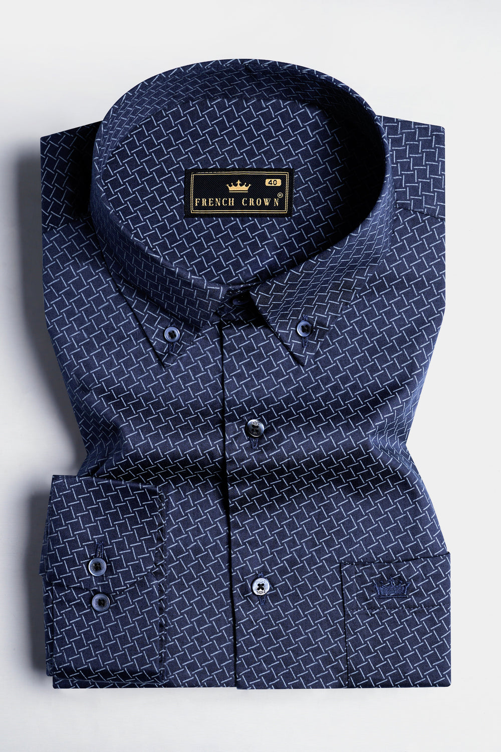 MIRAGE NAVY BLUE PRINTED ROYAL OXFORD SHIRT