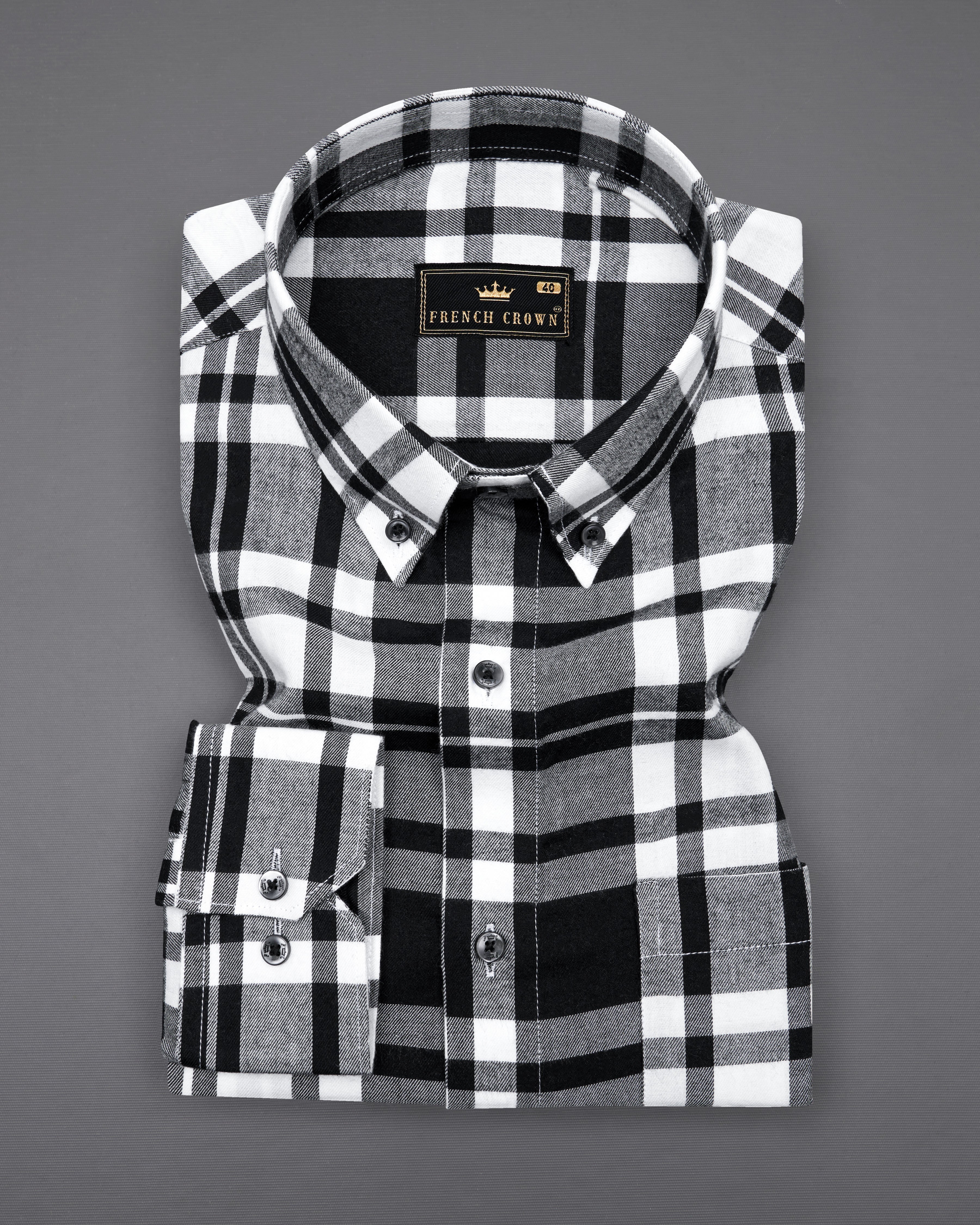 Jade Black and White Twill Plaid Premium Cotton Shirt 8744-BD-BLK-38, 8744-BD-BLK-H-38, 8744-BD-BLK-39, 8744-BD-BLK-H-39, 8744-BD-BLK-40, 8744-BD-BLK-H-40, 8744-BD-BLK-42, 8744-BD-BLK-H-42, 8744-BD-BLK-44, 8744-BD-BLK-H-44, 8744-BD-BLK-46, 8744-BD-BLK-H-46, 8744-BD-BLK-48, 8744-BD-BLK-H-48, 8744-BD-BLK-50, 8744-BD-BLK-H-50, 8744-BD-BLK-52, 8744-BD-BLK-H-52