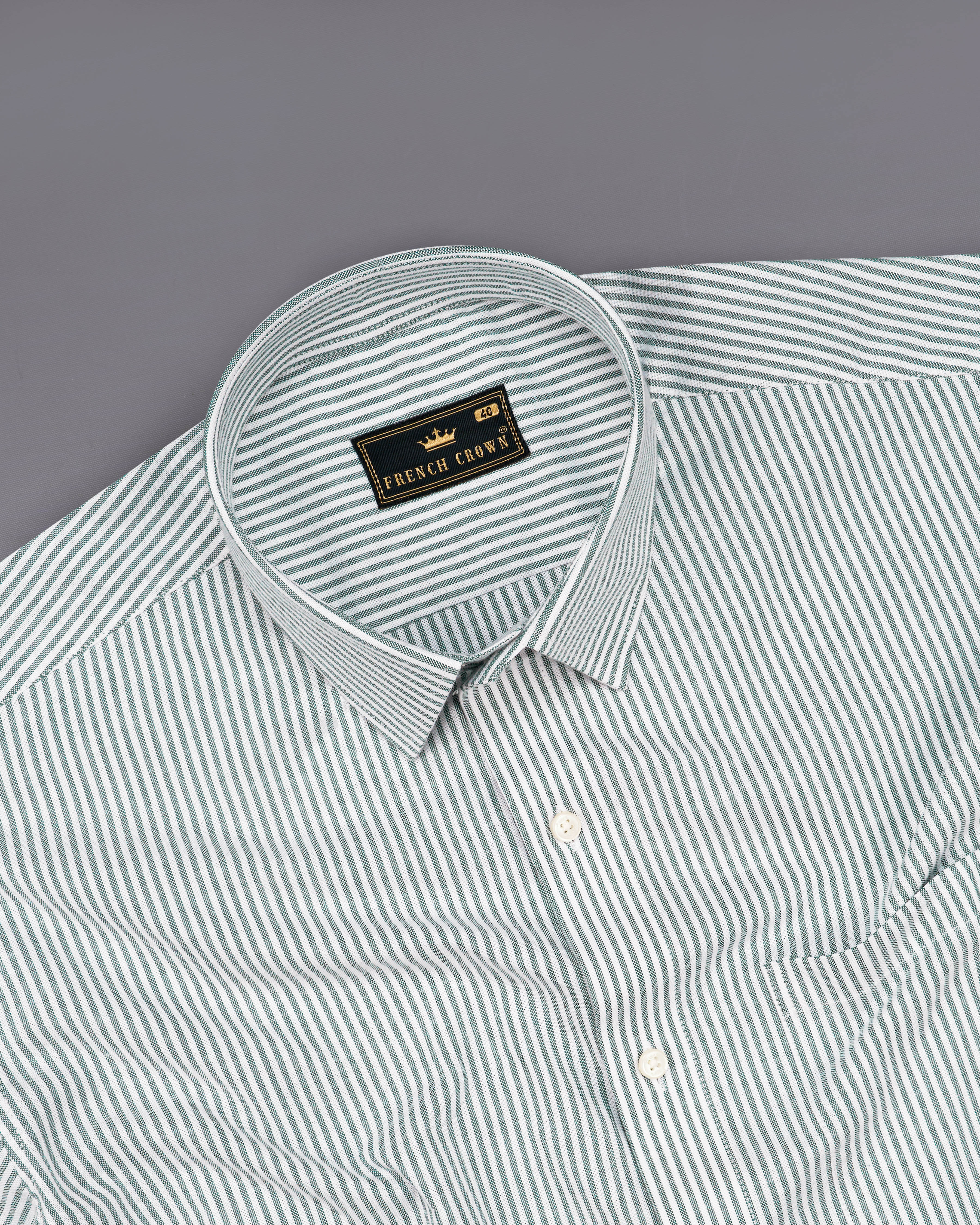 Gunsmoke Green Pinstriped Royal Oxford Shirt  8746-38,8746-H-38,8746-39,8746-H-39,8746-40,8746-H-40,8746-42,8746-H-42,8746-44,8746-H-44,8746-46,8746-H-46,8746-48,8746-H-48,8746-50,8746-H-50,8746-52,8746-H-52