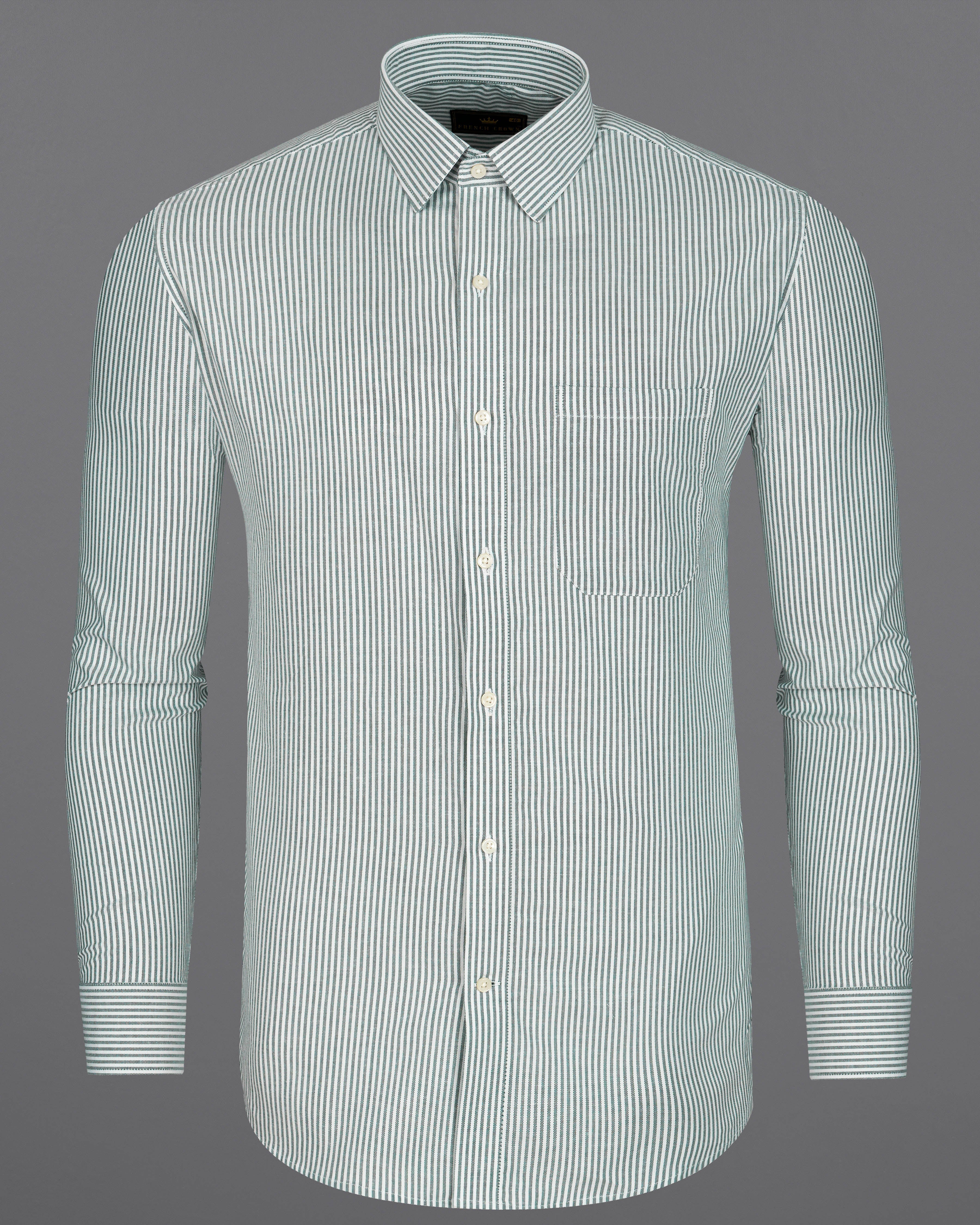 Gunsmoke Green Pinstriped Royal Oxford Shirt  8746-38,8746-H-38,8746-39,8746-H-39,8746-40,8746-H-40,8746-42,8746-H-42,8746-44,8746-H-44,8746-46,8746-H-46,8746-48,8746-H-48,8746-50,8746-H-50,8746-52,8746-H-52