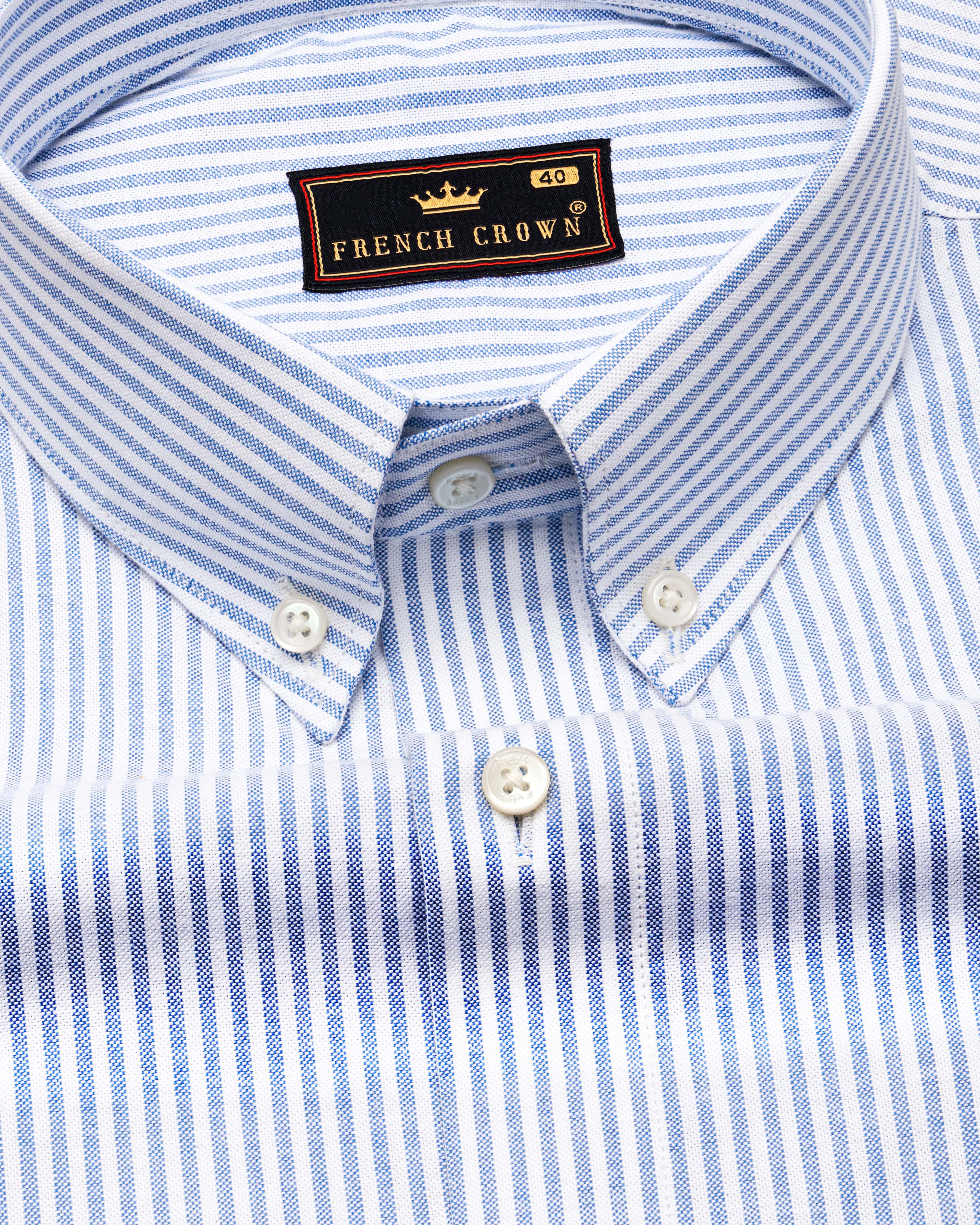 Glaucous Blue and White Pinstriped Royal Oxford Shirt  8749-BD-38,8749-BD-H-38,8749-BD-39,8749-BD-H-39,8749-BD-40,8749-BD-H-40,8749-BD-42,8749-BD-H-42,8749-BD-44,8749-BD-H-44,8749-BD-46,8749-BD-H-46,8749-BD-48,8749-BD-H-48,8749-BD-50,8749-BD-H-50,8749-BD-52,8749-BD-H-52