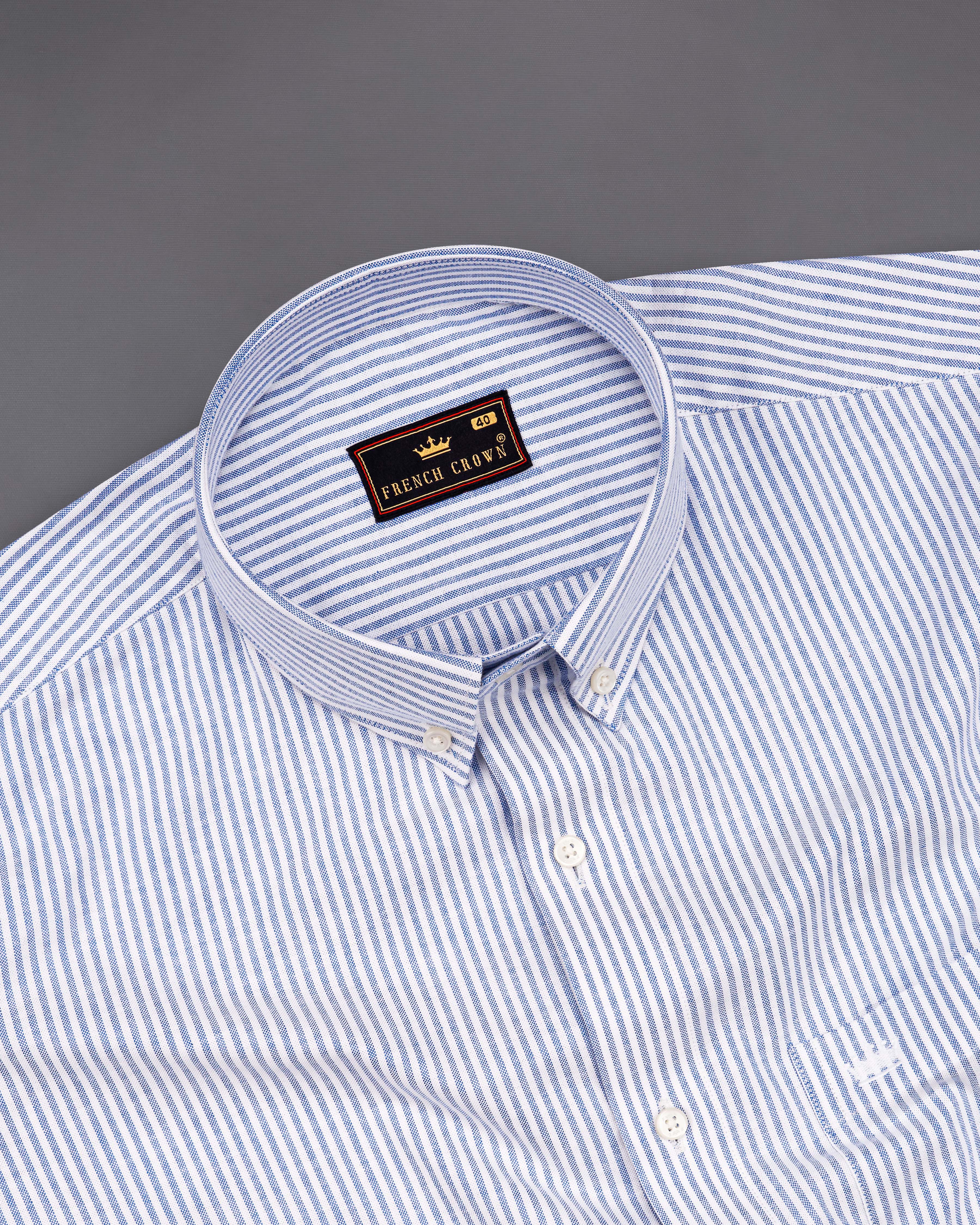 Glaucous Blue and White Pinstriped Royal Oxford Shirt  8749-BD-38,8749-BD-H-38,8749-BD-39,8749-BD-H-39,8749-BD-40,8749-BD-H-40,8749-BD-42,8749-BD-H-42,8749-BD-44,8749-BD-H-44,8749-BD-46,8749-BD-H-46,8749-BD-48,8749-BD-H-48,8749-BD-50,8749-BD-H-50,8749-BD-52,8749-BD-H-52