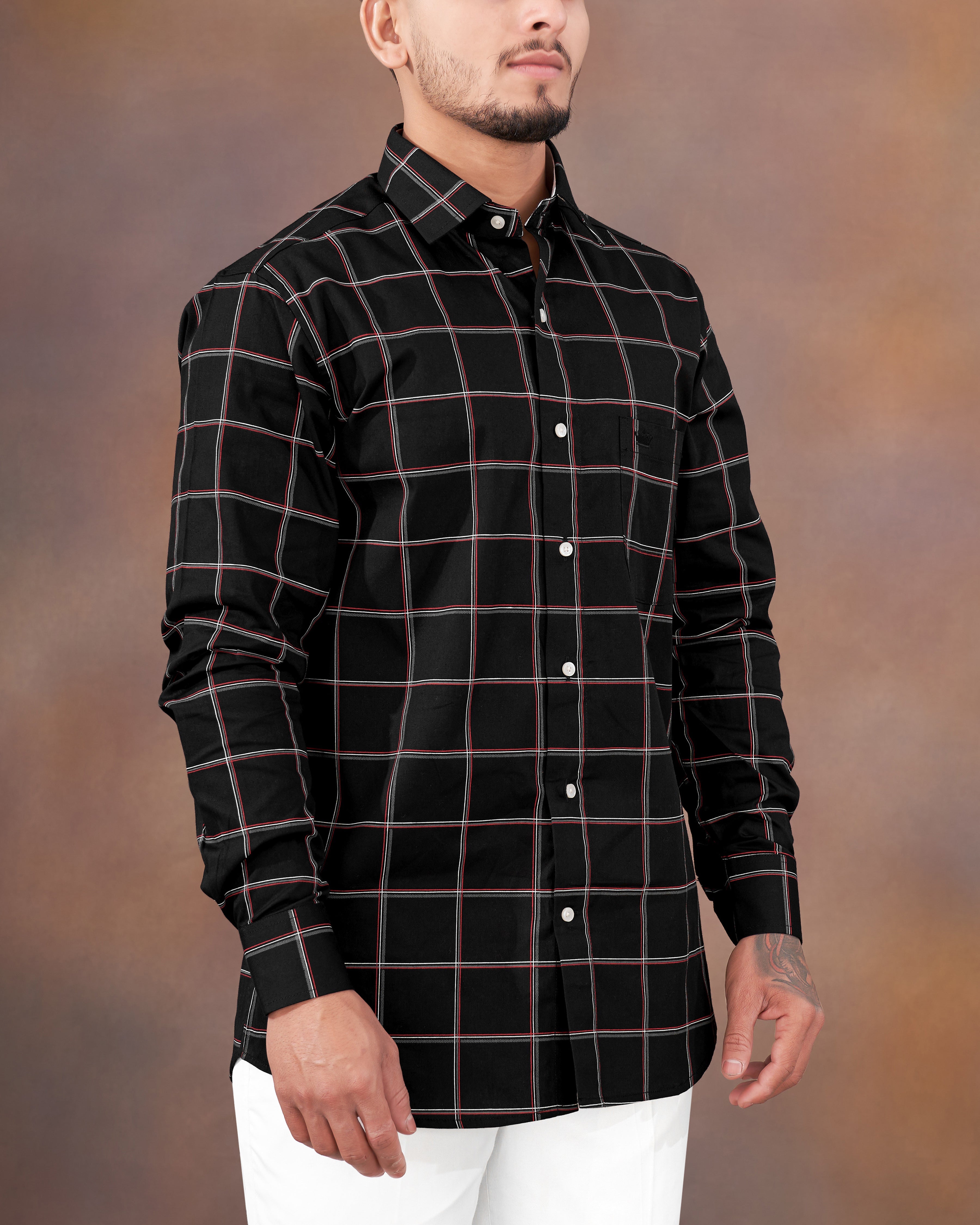 Jade Black Windowpane Royal Oxford Shirt