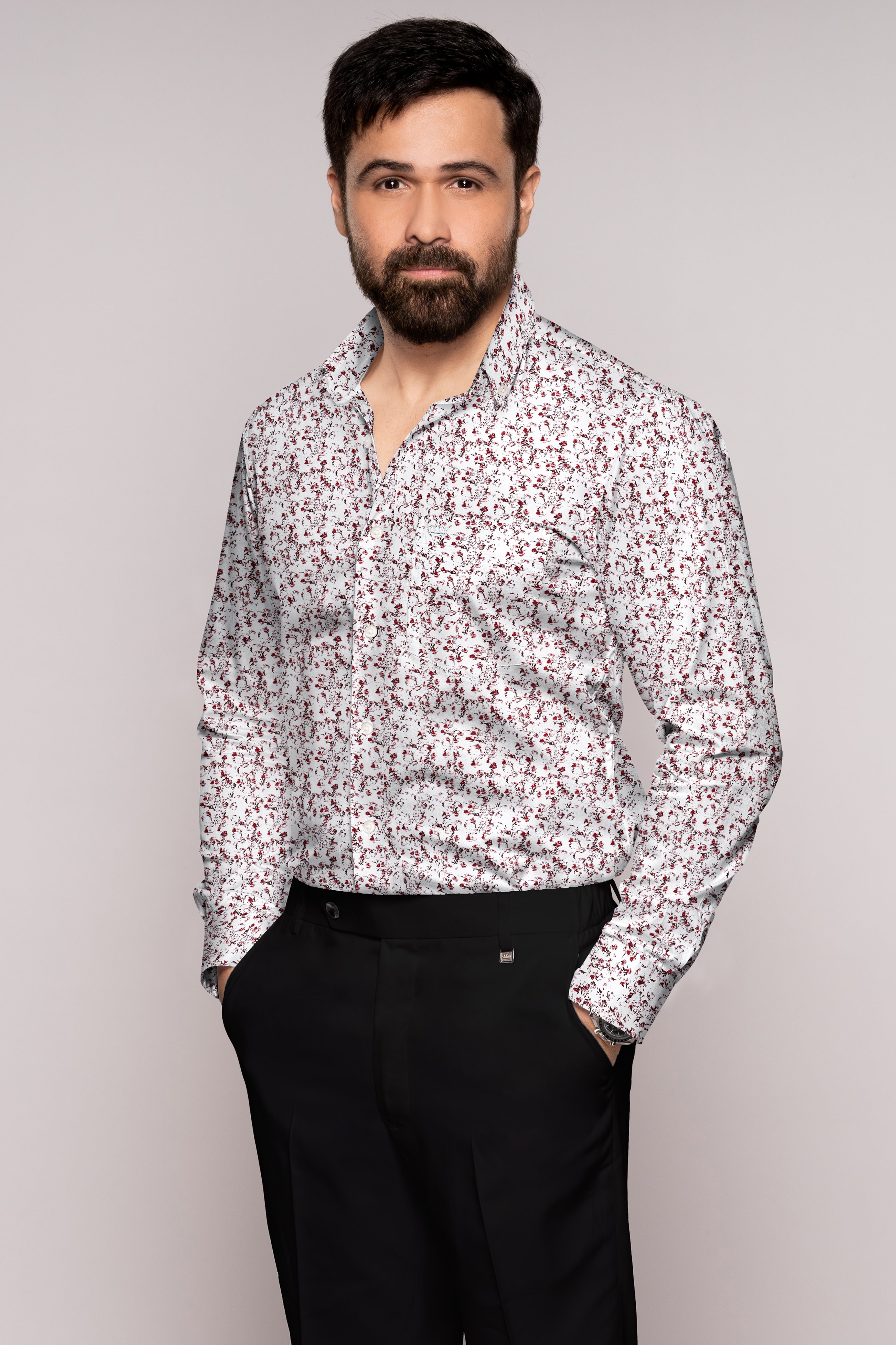 Gainsboro White Ditsy Printed Royal Oxford Shirt