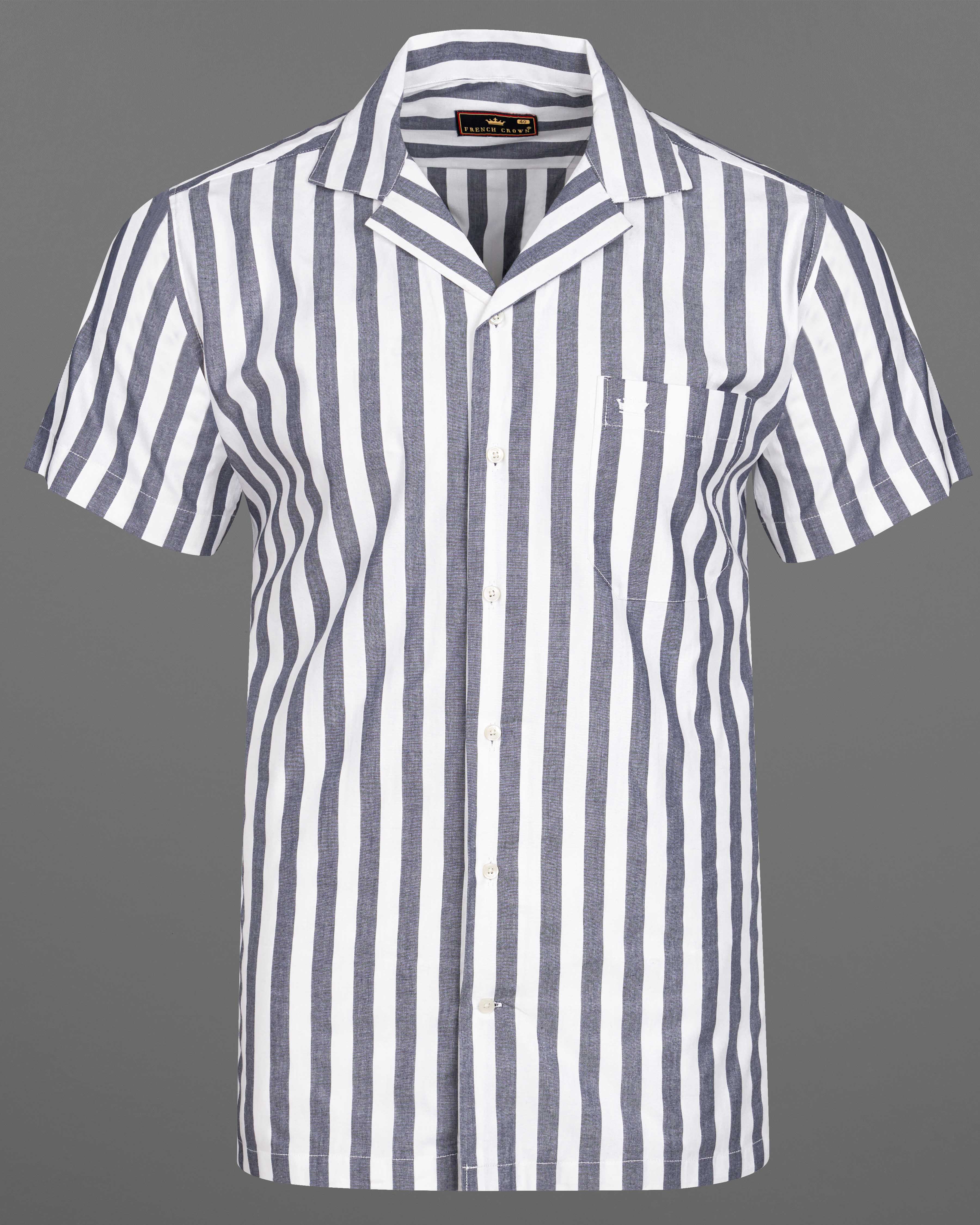  Bright White and Waterloo Gray Striped Premium Cotton Shirt 8768-CC-SS-38, 8768-CC-SS-39, 8768-CC-SS-40, 8768-CC-SS-42, 8768-CC-SS-44, 8768-CC-SS-46, 8768-CC-SS-48, 8768-CC-SS-50, 8768-CC-SS-52