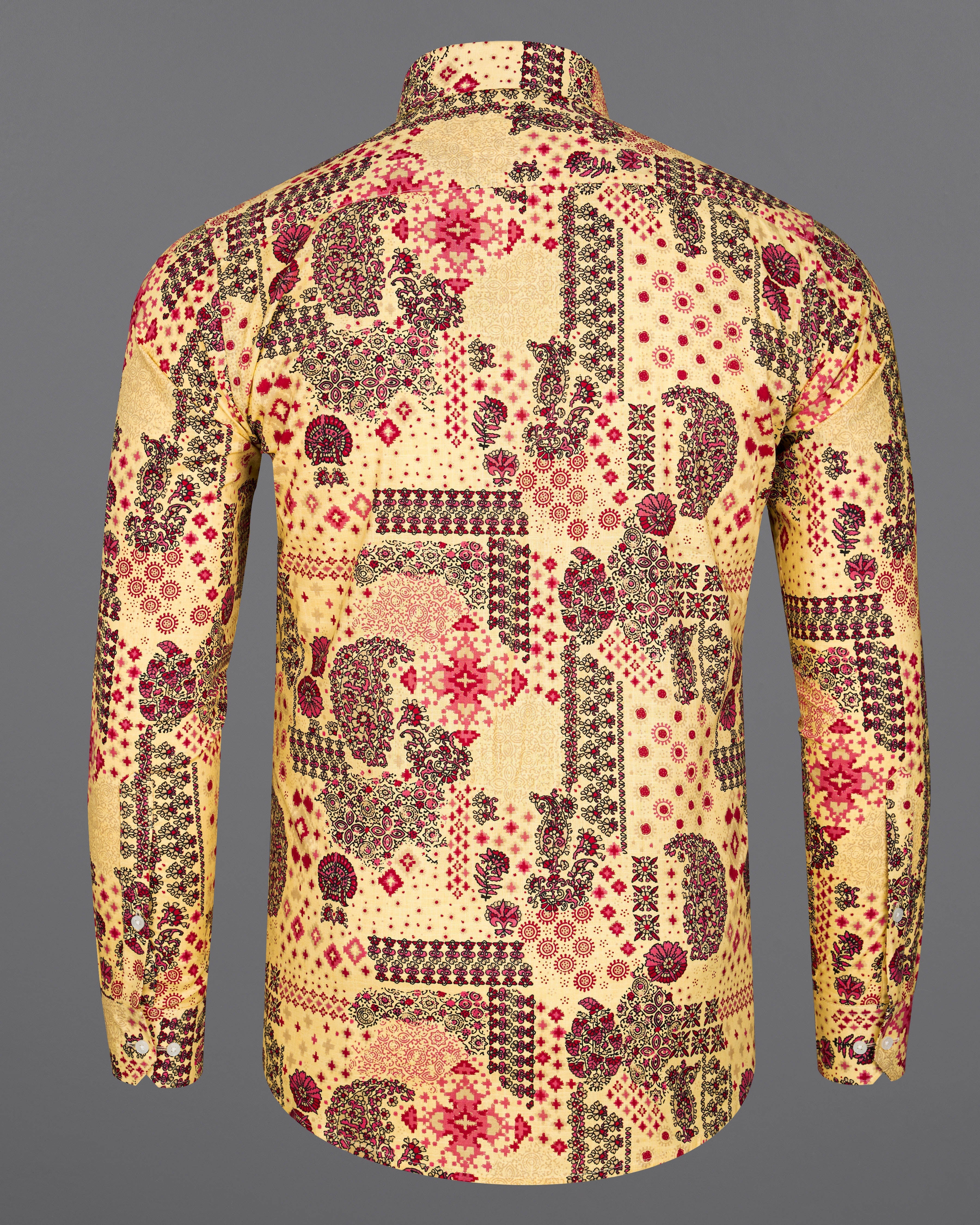 Sandwisp Yellow Printed Premium Cotton Shirt  8769-38,8769-H-38,8769-39,8769-H-39,8769-40,8769-H-40,8769-42,8769-H-42,8769-44,8769-H-44,8769-46,8769-H-46,8769-48,8769-H-48,8769-50,8769-H-50,8769-52,8769-H-52