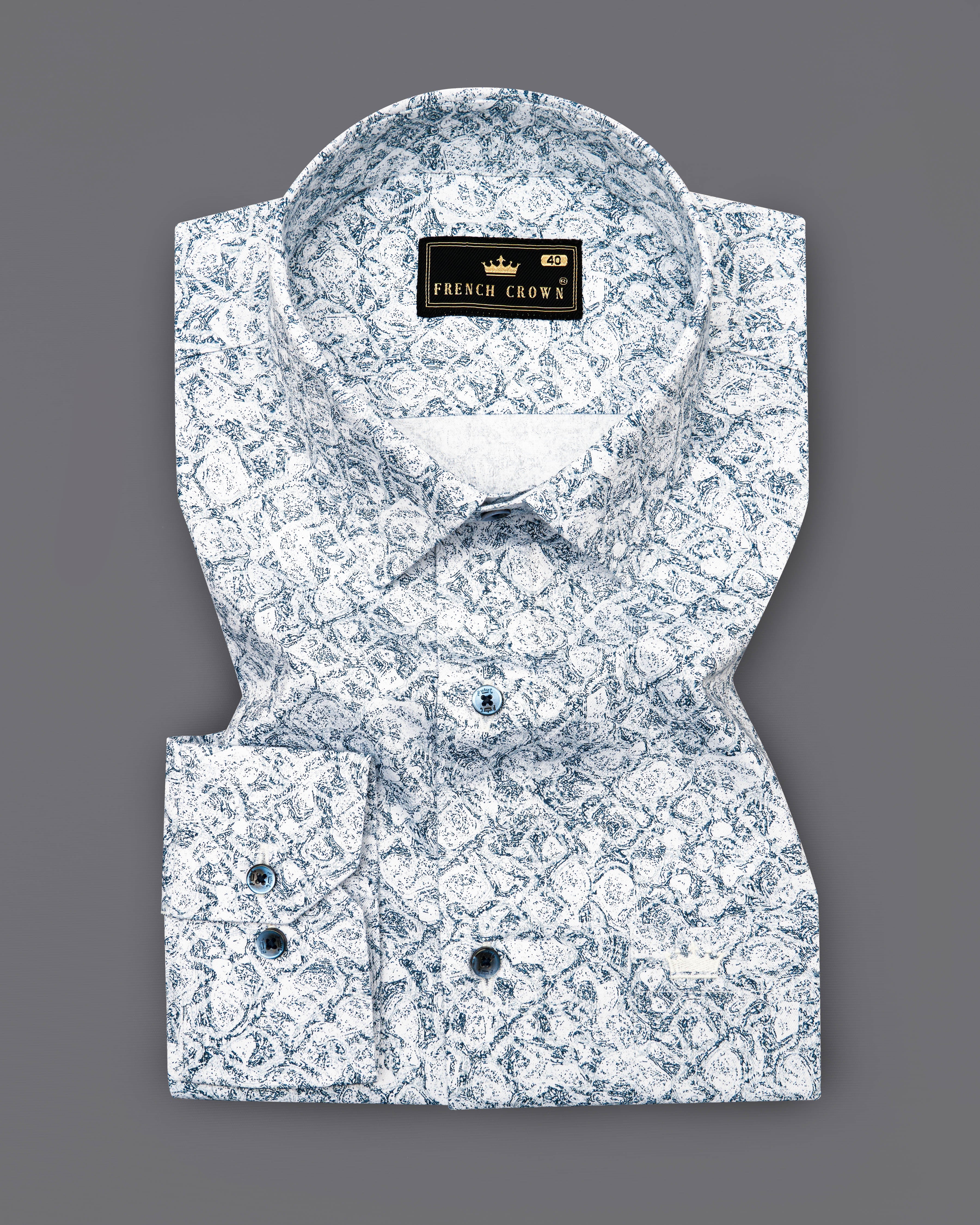 Bright White with Zodiac Blue Printed Royal Oxford Shirt  8771-BLE-38,8771-BLE-H-38,8771-BLE-39,8771-BLE-H-39,8771-BLE-40,8771-BLE-H-40,8771-BLE-42,8771-BLE-H-42,8771-BLE-44,8771-BLE-H-44,8771-BLE-46,8771-BLE-H-46,8771-BLE-48,8771-BLE-H-48,8771-BLE-50,8771-BLE-H-50,8771-BLE-52,8771-BLE-H-52