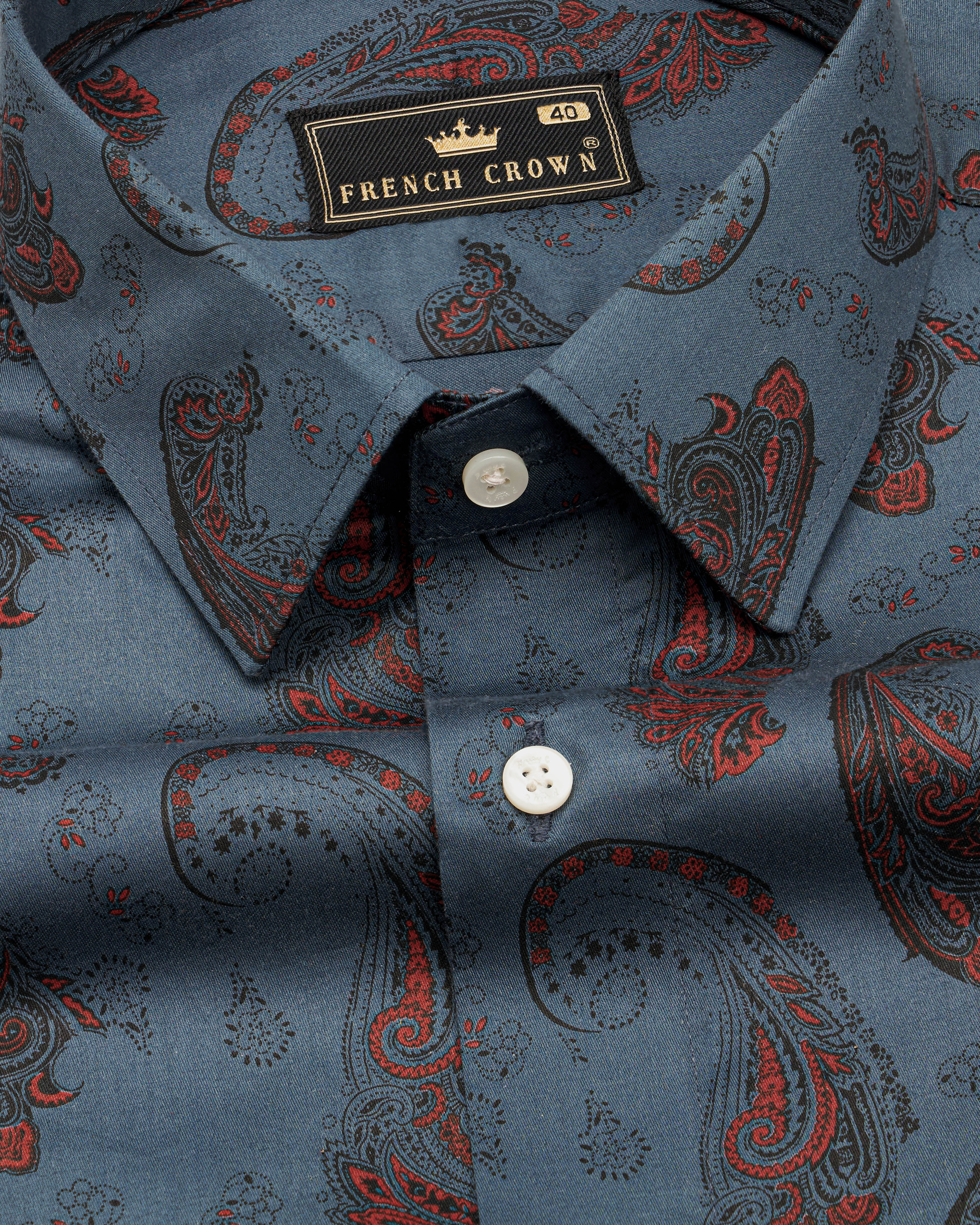 Bayoux Blue Paisley Printed Super Soft Premium Cotton Shirt  8780-38,8780-H-38,8780-39,8780-H-39,8780-40,8780-H-40,8780-42,8780-H-42,8780-44,8780-H-44,8780-46,8780-H-46,8780-48,8780-H-48,8780-50,8780-H-50,8780-52,8780-H-52