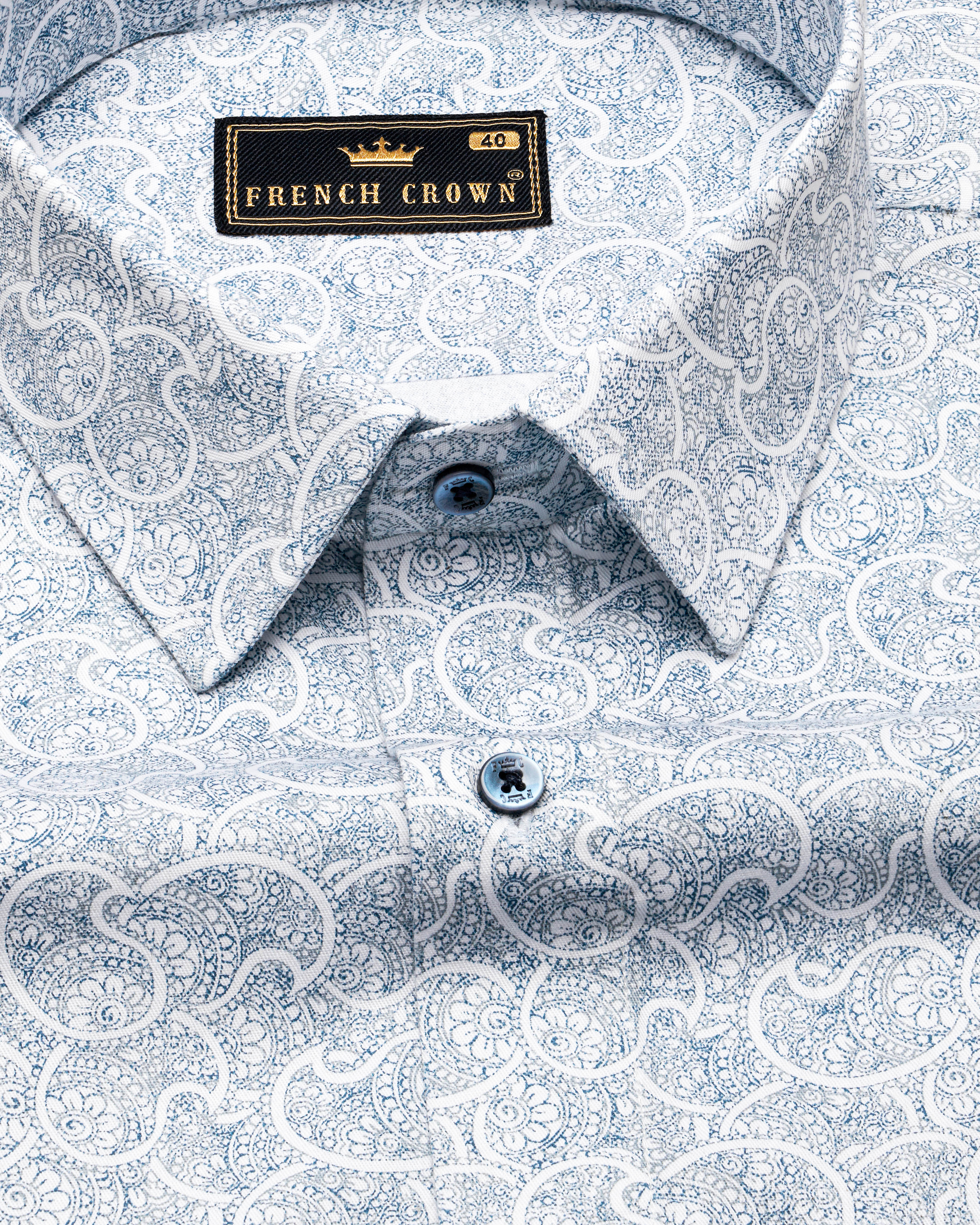 Calypso Blue and White Paisley Printed Super Soft Premium Cotton Shirt  8798-BLE-38,8798-BLE-H-38,8798-BLE-39,8798-BLE-H-39,8798-BLE-40,8798-BLE-H-40,8798-BLE-42,8798-BLE-H-42,8798-BLE-44,8798-BLE-H-44,8798-BLE-46,8798-BLE-H-46,8798-BLE-48,8798-BLE-H-48,8798-BLE-50,8798-BLE-H-50,8798-BLE-52,8798-BLE-H-52