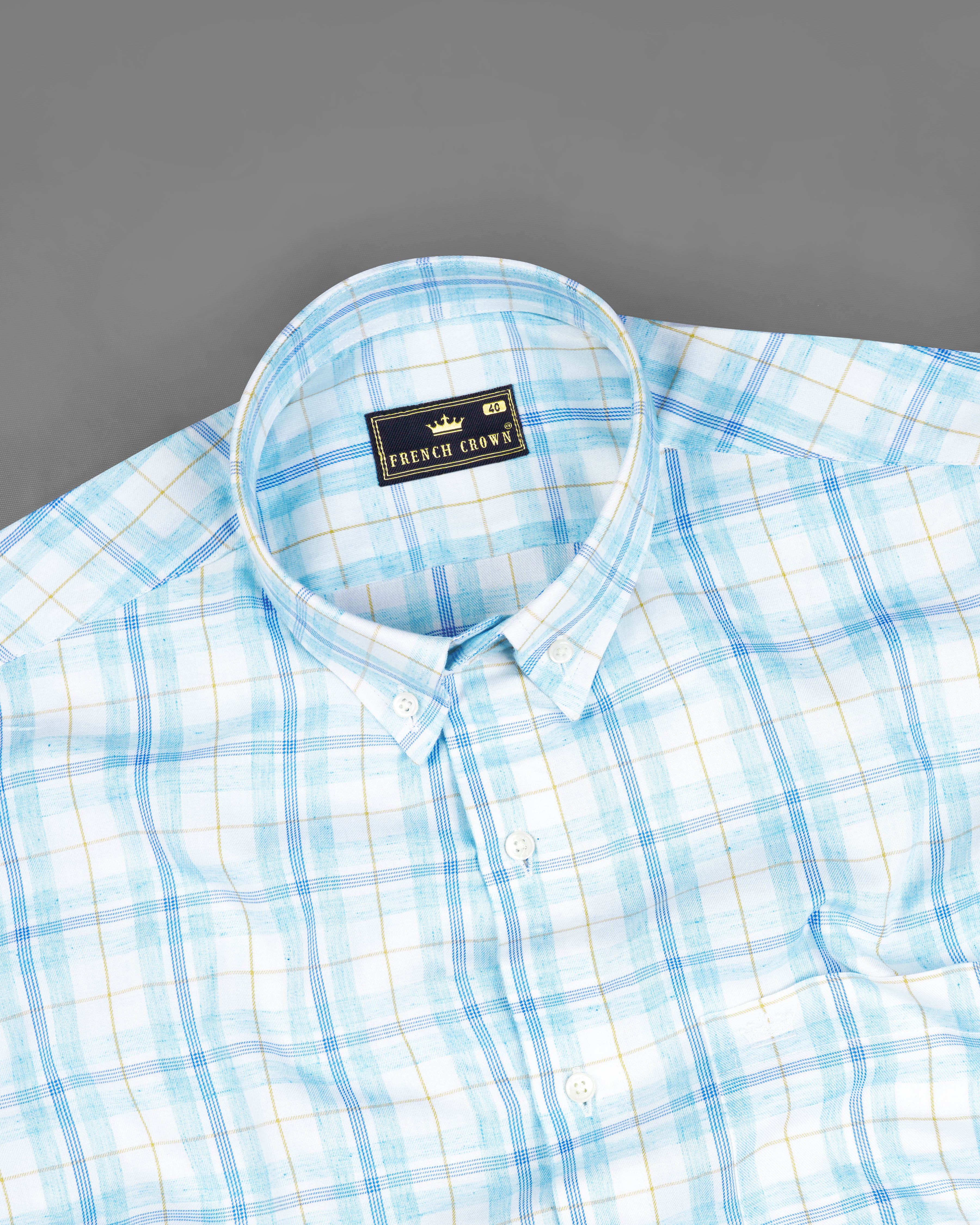 Bright White with Sapphire Blue Plaid Premium Cotton Shirt  8809-BD-38,8809-BD-H-38,8809-BD-39,8809-BD-H-39,8809-BD-40,8809-BD-H-40,8809-BD-42,8809-BD-H-42,8809-BD-44,8809-BD-H-44,8809-BD-46,8809-BD-H-46,8809-BD-48,8809-BD-H-48,8809-BD-50,8809-BD-H-50,8809-BD-52,8809-BD-H-52