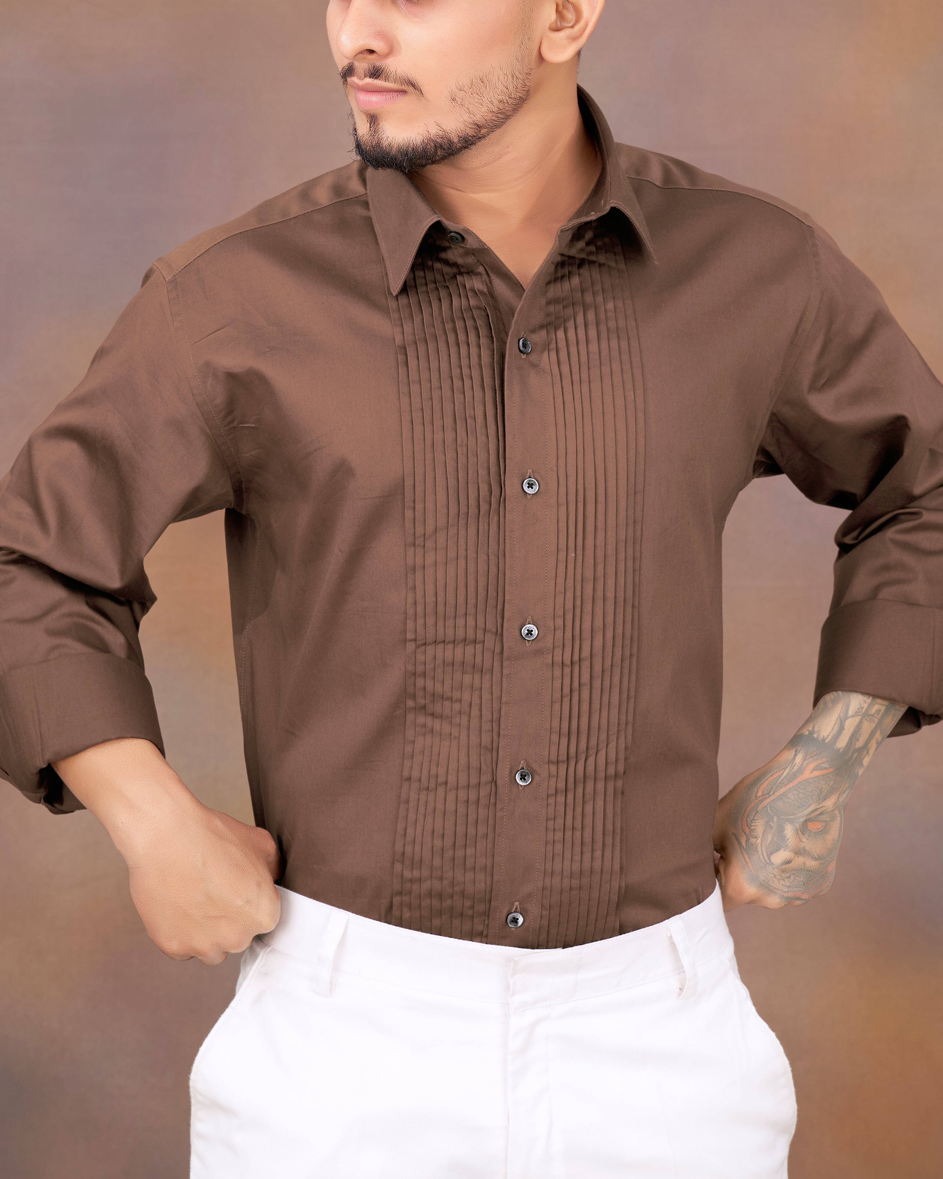 Kabul Brown Subtle Sheen Snake Pleated Super Soft Premium Cotton Tuxedo Shirt 8832-BLK-TXD-38, 8832-BLK-TXD-H-38, 8832-BLK-TXD-39, 8832-BLK-TXD-H-39, 8832-BLK-TXD-40, 8832-BLK-TXD-H-40, 8832-BLK-TXD-42, 8832-BLK-TXD-H-42, 8832-BLK-TXD-44, 8832-BLK-TXD-H-44, 8832-BLK-TXD-46, 8832-BLK-TXD-H-46, 8832-BLK-TXD-48, 8832-BLK-TXD-H-48, 8832-BLK-TXD-50, 8832-BLK-TXD-H-50, 8832-BLK-TXD-52, 8832-BLK-TXD-H-52