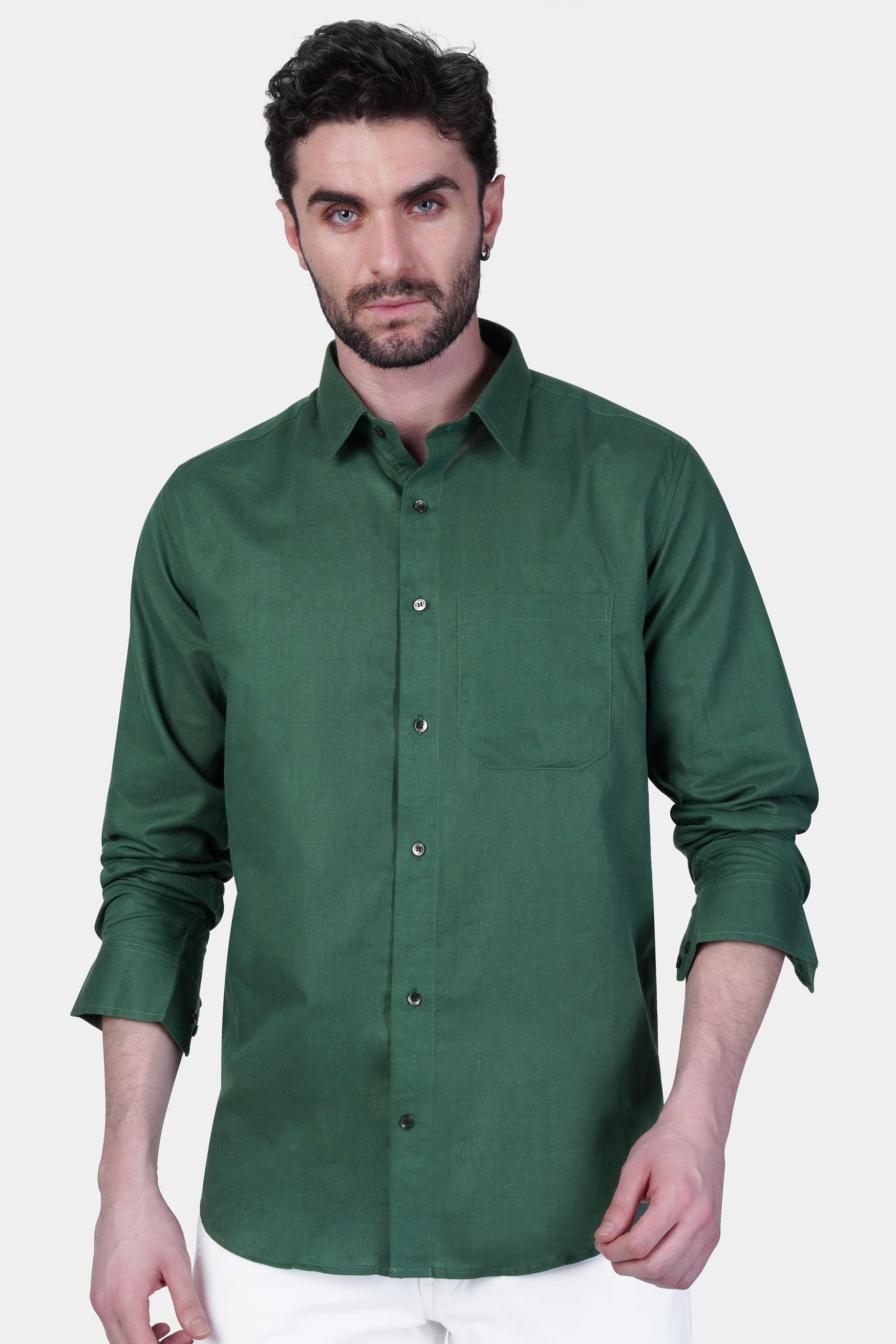 Phthalo Green Subtle Sheen Super Soft Premium Cotton Shirt