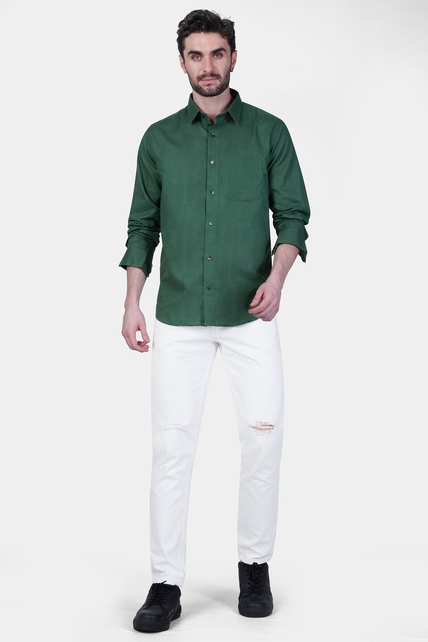 Phthalo Green Subtle Sheen Super Soft Premium Cotton Shirt