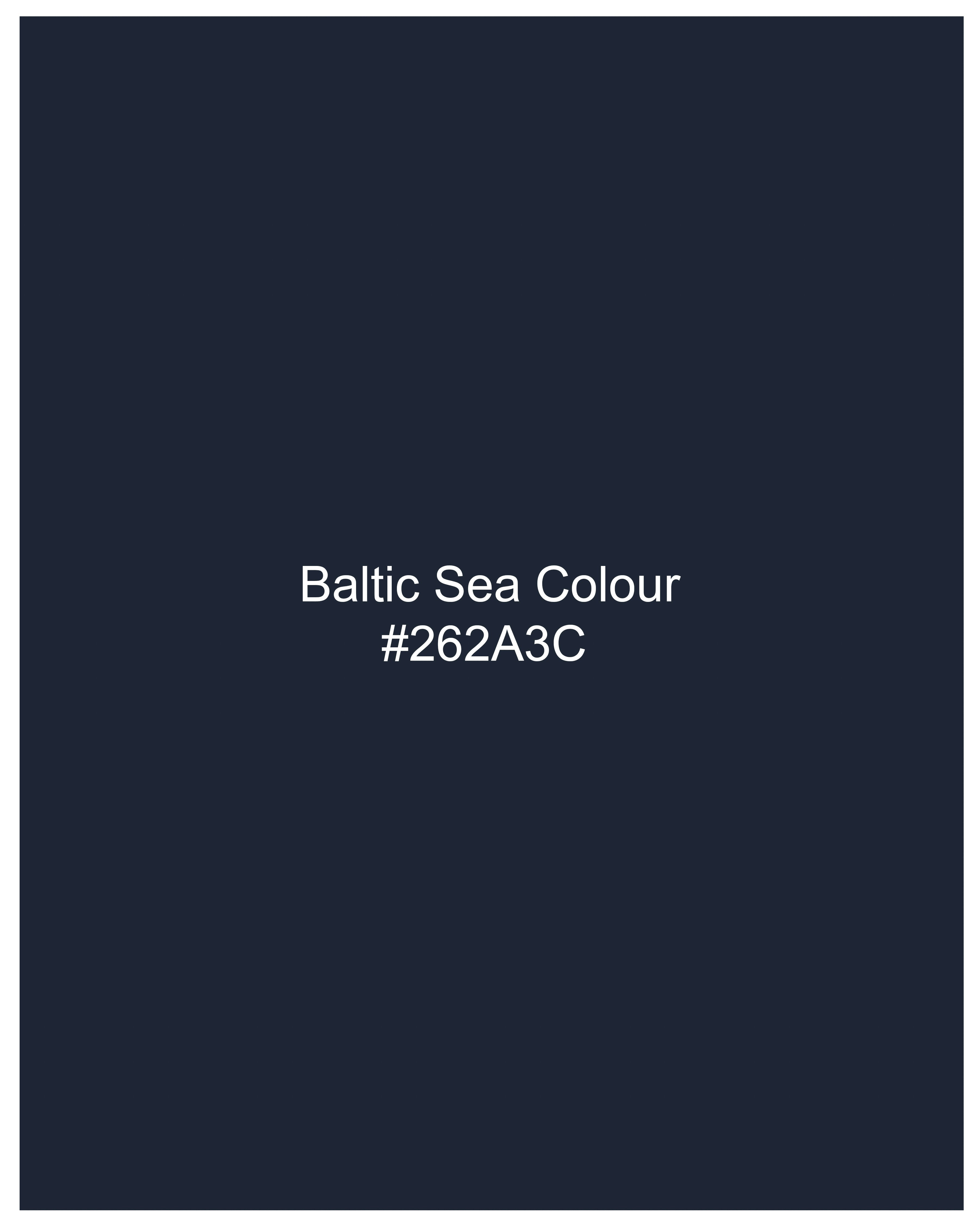 Baltic Sea Navy Blue Subtle Sheen Snake Pleated Super Soft Premium Cotton Tuxedo Shirt