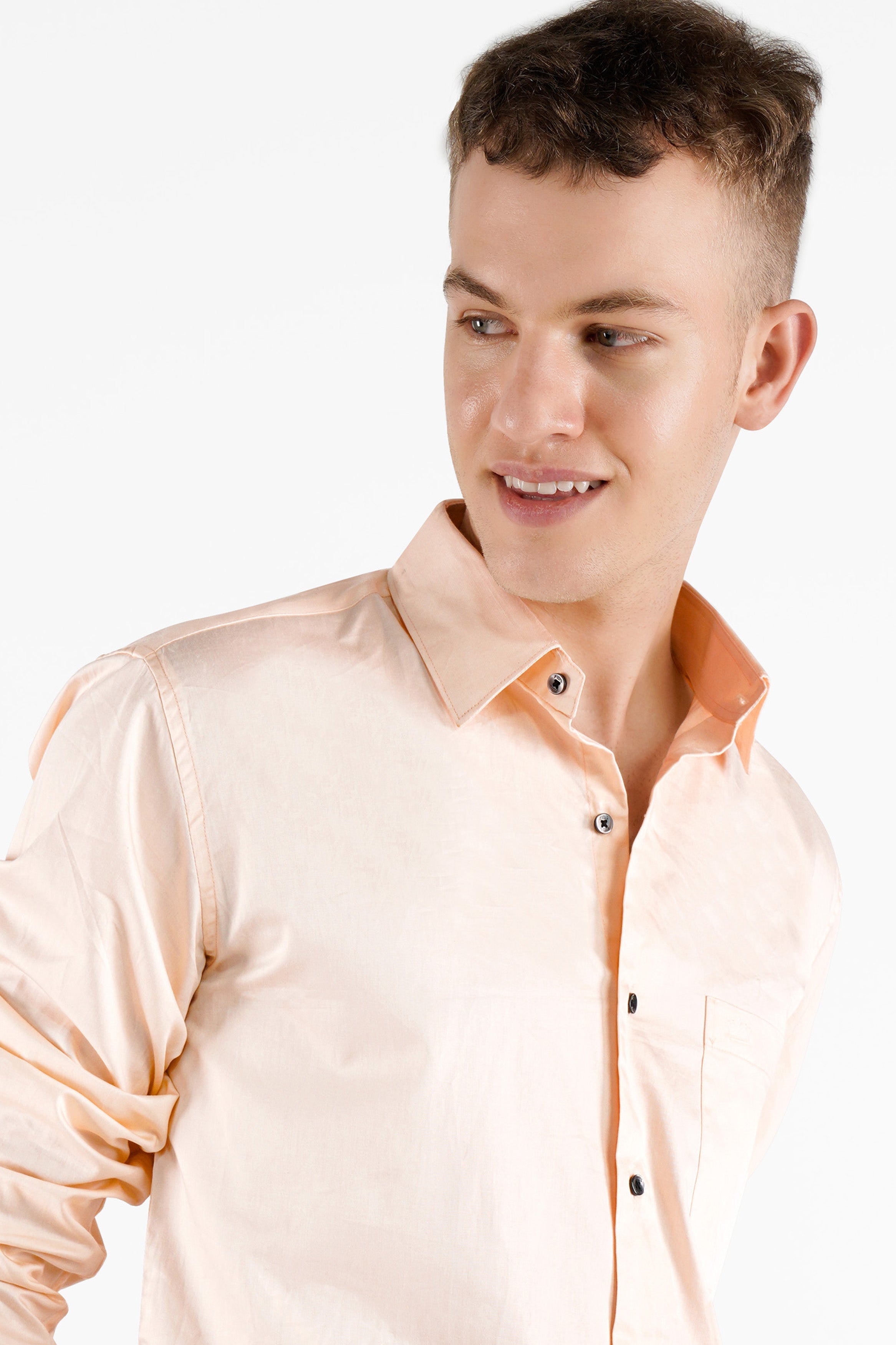 Gainsboro Peach Subtle Sheen Super Soft Premium Cotton Shirt