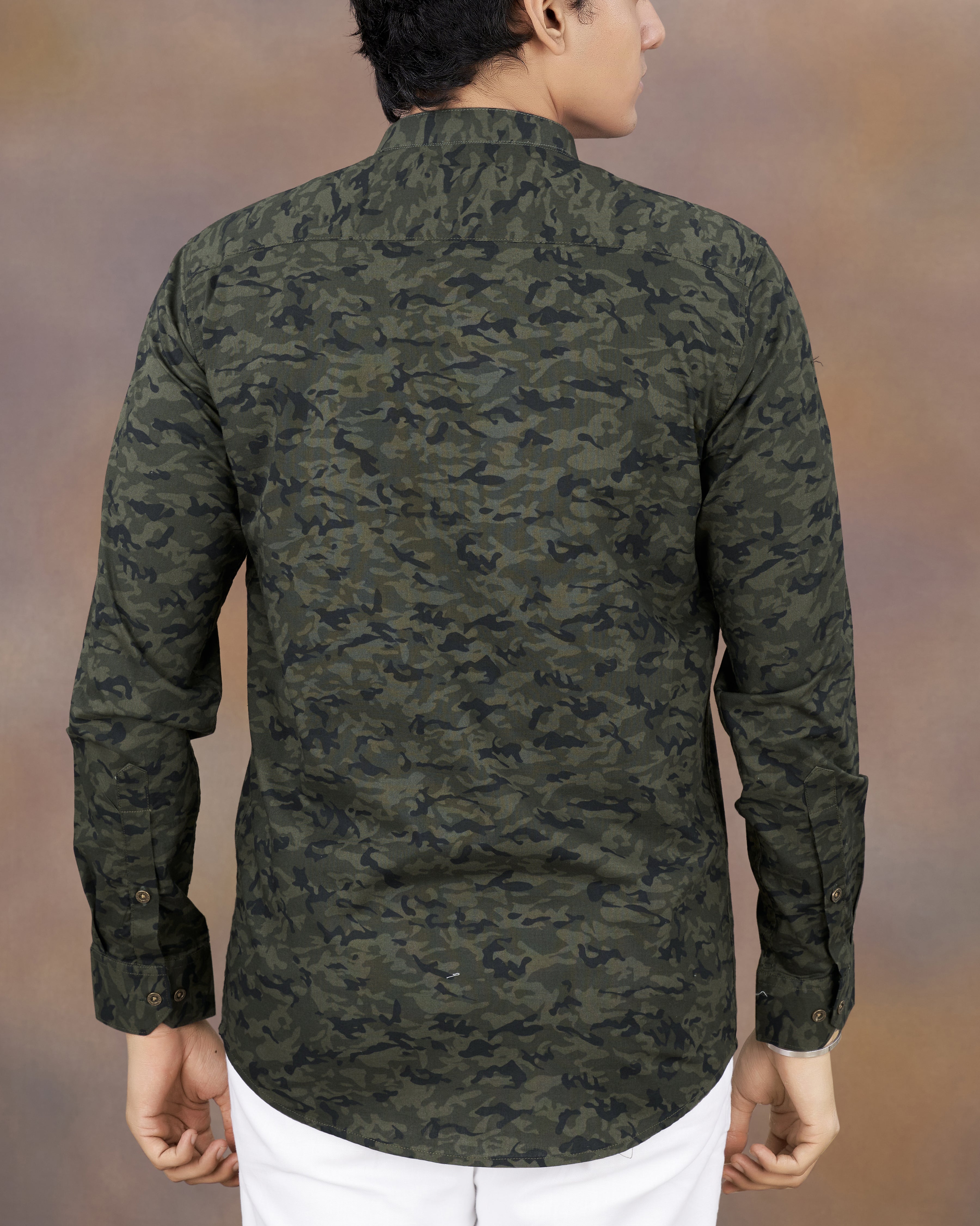 Hemlock Green with Dune Dark Green Camouflage Printed Royal Oxford Shirt