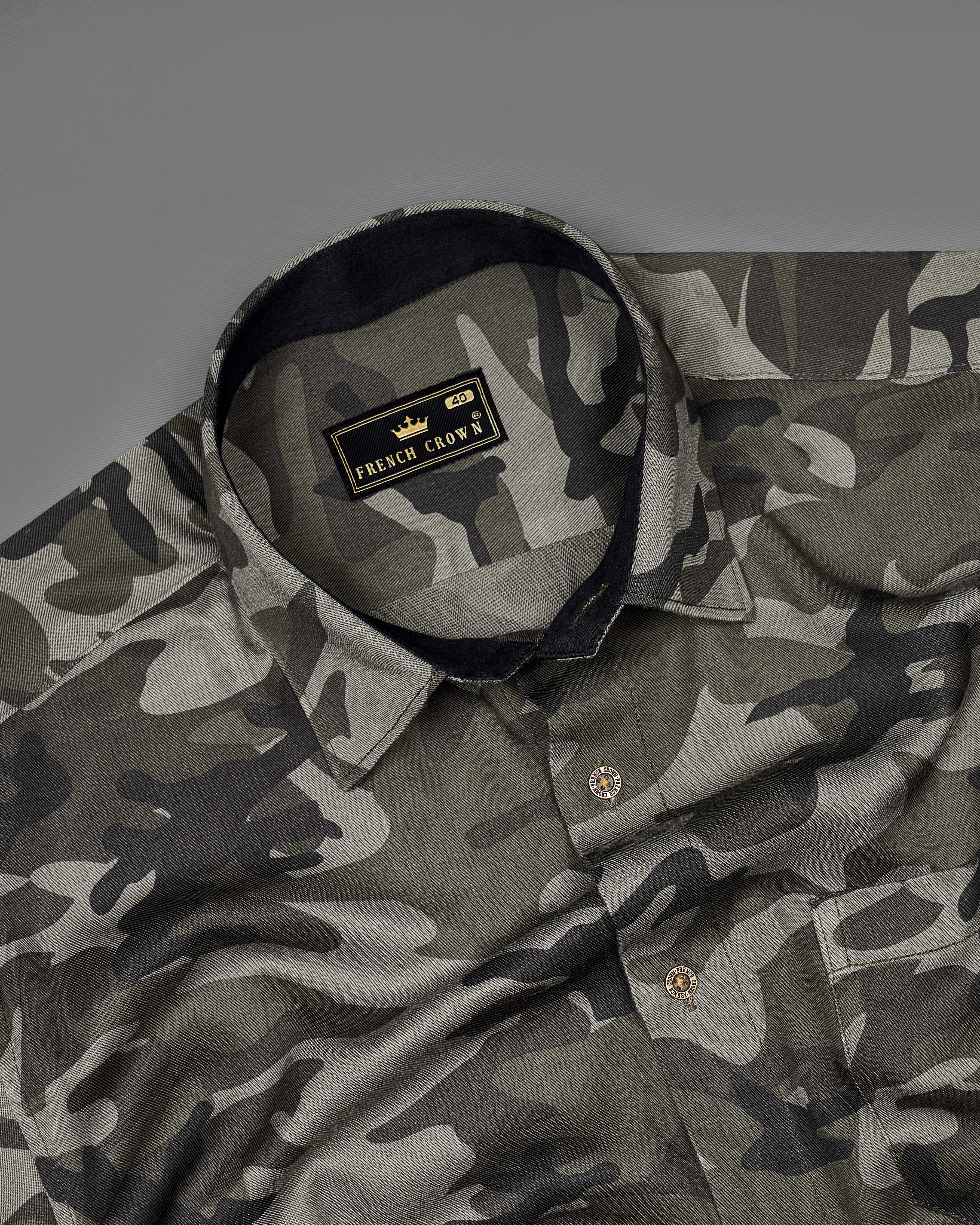 Fuscous Green with Mirage Black Camouflage Military Printed Premium Tencel Designer Shirt 8904-MB-P129-38, 8904-MB-P129-H-38,  8904-MB-P129-39,  8904-MB-P129-H-39,  8904-MB-P129-40,  8904-MB-P129-H-40,  8904-MB-P129-42,  8904-MB-P129-H-42,  8904-MB-P129-44,  8904-MB-P129-H-44,  8904-MB-P129-46,  8904-MB-P129-H-46,  8904-MB-P129-48,  8904-MB-P129-H-48,  8904-MB-P129-50,  8904-MB-P129-H-50,  8904-MB-P129-52,  8904-MB-P129-H-52