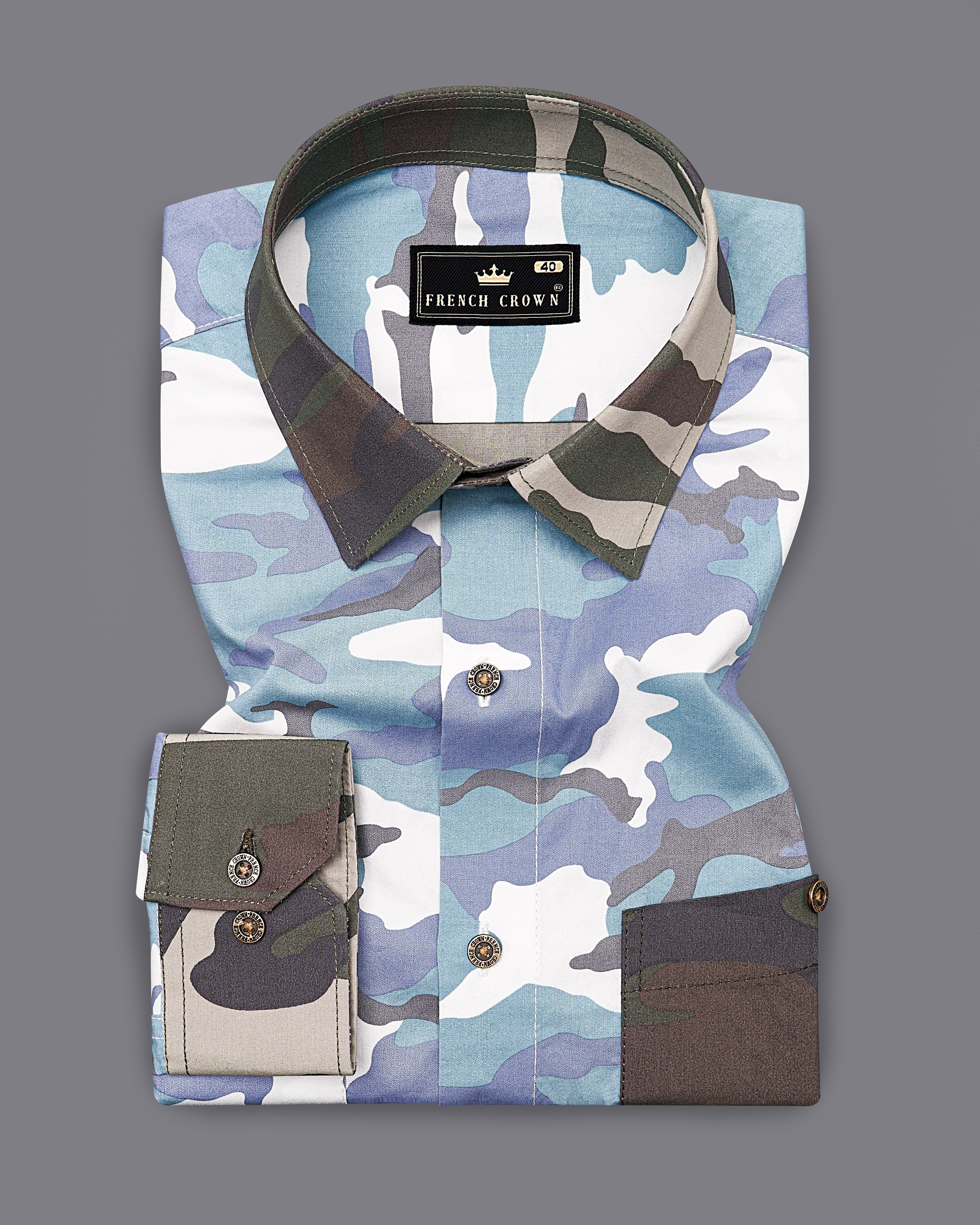 Comet Blue With Multicoloured  Camouflage Printed Royal Oxford Designer Shirt 8905-MB-P333-38, 8905-MB-P333-H-38,  8905-MB-P333-39,  8905-MB-P333-H-39,  8905-MB-P333-40,  8905-MB-P333-H-40,  8905-MB-P333-42,  8905-MB-P333-H-42,  8905-MB-P333-44,  8905-MB-P333-H-44,  8905-MB-P333-46,  8905-MB-P333-H-46,  8905-MB-P333-48,  8905-MB-P333-H-48,  8905-MB-P333-50,  8905-MB-P333-H-50,  8905-MB-P333-52,  8905-MB-P333-H-52