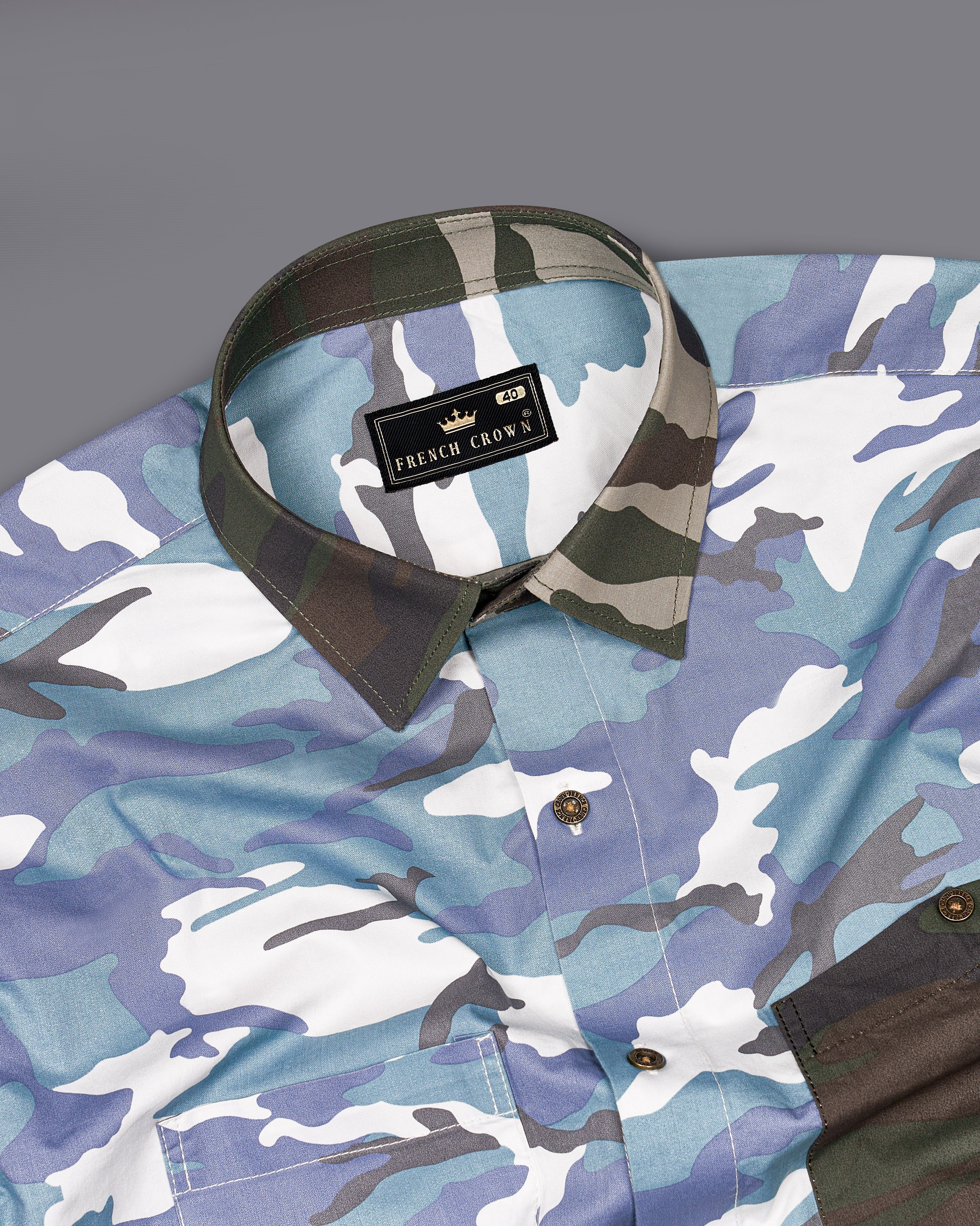 Comet Blue With Multicoloured  Camouflage Printed Royal Oxford Designer Shirt 8905-MB-P333-38, 8905-MB-P333-H-38,  8905-MB-P333-39,  8905-MB-P333-H-39,  8905-MB-P333-40,  8905-MB-P333-H-40,  8905-MB-P333-42,  8905-MB-P333-H-42,  8905-MB-P333-44,  8905-MB-P333-H-44,  8905-MB-P333-46,  8905-MB-P333-H-46,  8905-MB-P333-48,  8905-MB-P333-H-48,  8905-MB-P333-50,  8905-MB-P333-H-50,  8905-MB-P333-52,  8905-MB-P333-H-52