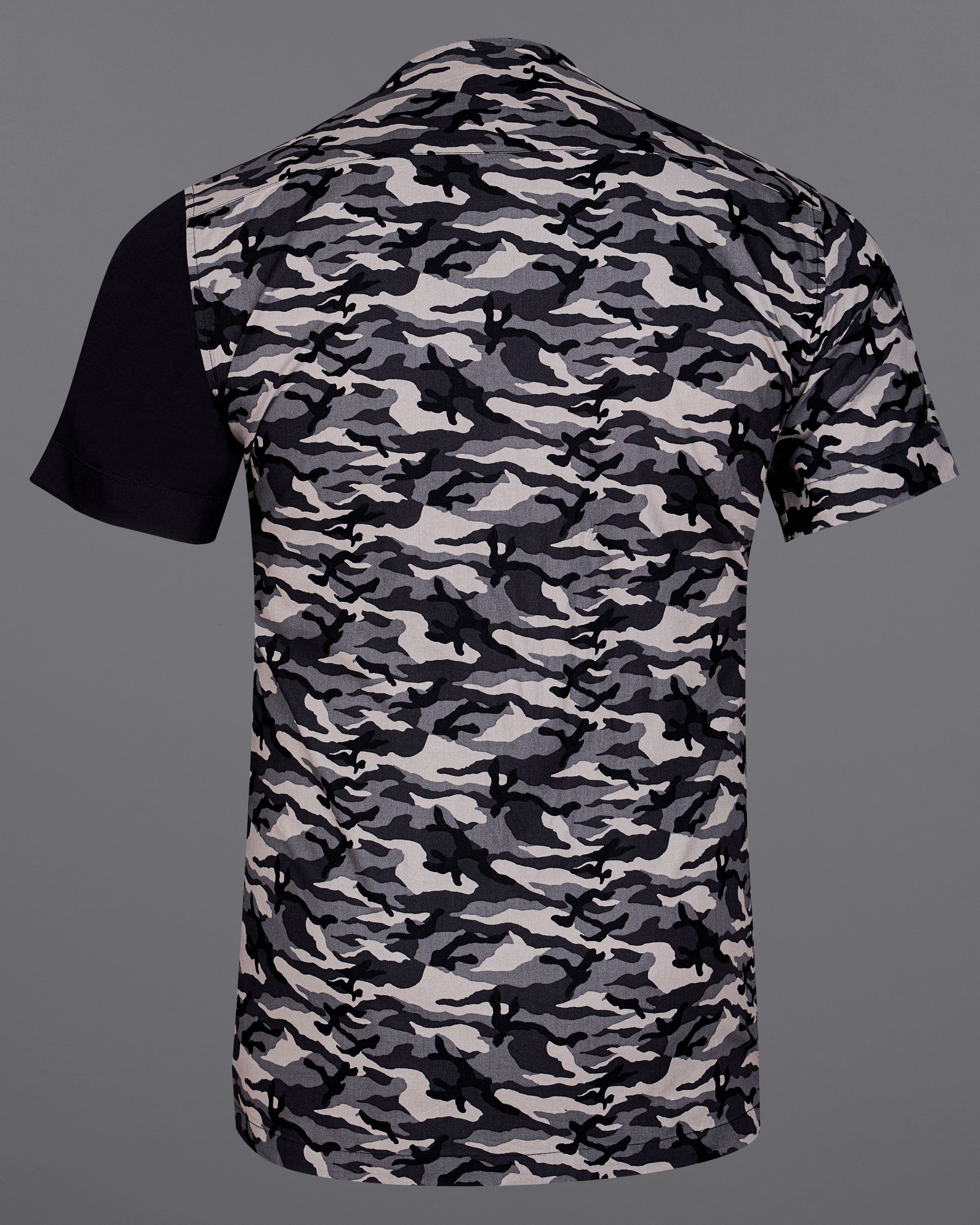 Half Camouflage Printed and Half-Black Royal Oxford Designer Bush Shirt 8912-WOC-P339-38, 8912-WOC-P339-H-38,  8912-WOC-P339-39,  8912-WOC-P339-H-39,  8912-WOC-P339-40,  8912-WOC-P339-H-40,  8912-WOC-P339-42,  8912-WOC-P339-H-42,  8912-WOC-P339-44,  8912-WOC-P339-H-44,  8912-WOC-P339-46,  8912-WOC-P339-H-46,  8912-WOC-P339-48,  8912-WOC-P339-H-48,  8912-WOC-P339-50,  8912-WOC-P339-H-50,  8912-WOC-P339-52,  8912-WOC-P339-H-52